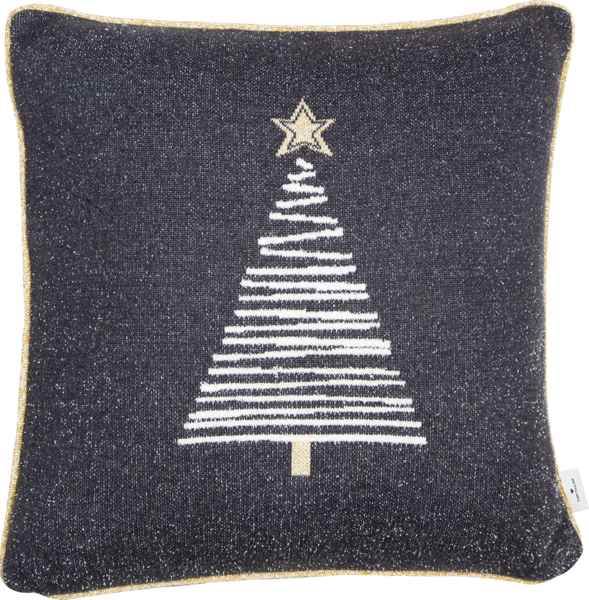 Image of TOM TAILOR Dekokissen »Knitted Shiny Tree«, (1 St.), Gestrickte Kissenhülle mit Weihnachtsbaum-Motiv bei Ackermann Versand Schweiz
