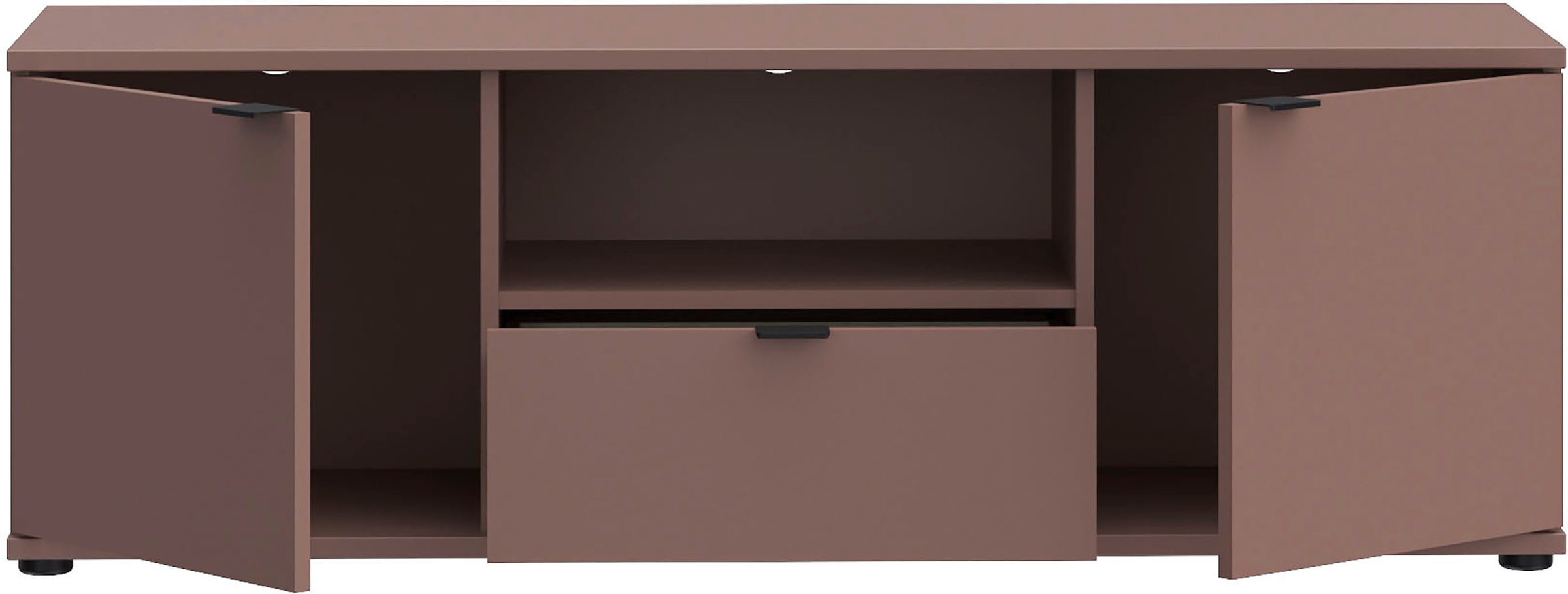 FORTE Lowboard »Ganymede« Breite 129,8cm,  TV Board, Stauraum, Schublade; Metallgriffe, Kabelführung