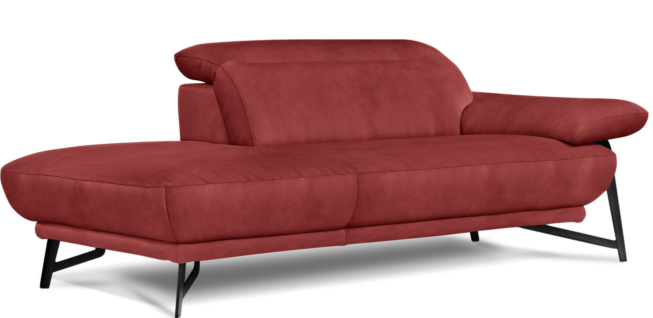 Egoitaliano Ottomane »Anais, erstklassiges Designsofa, Breite 179 cm, Fussfarbe schattengrau« Kopfteil verstellbar, Luxus-Microfaser Lederoptik, marsala