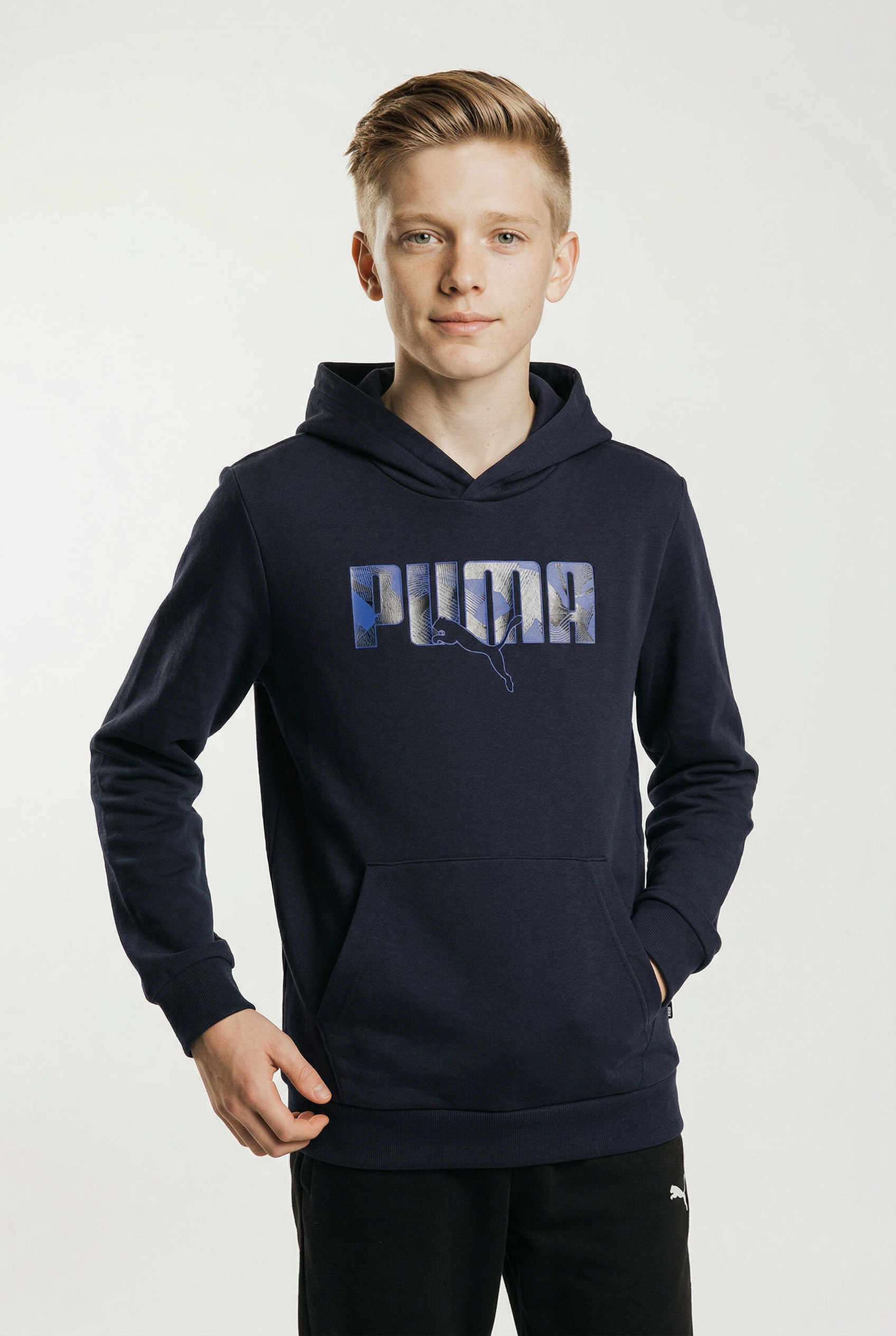 Image of PUMA Kapuzensweatshirt "ESS LOGO LAB STORY 2 HOODIE TR B", für Jugendliche, mit Kapuze, mit Kängurutasche, Regular Fit