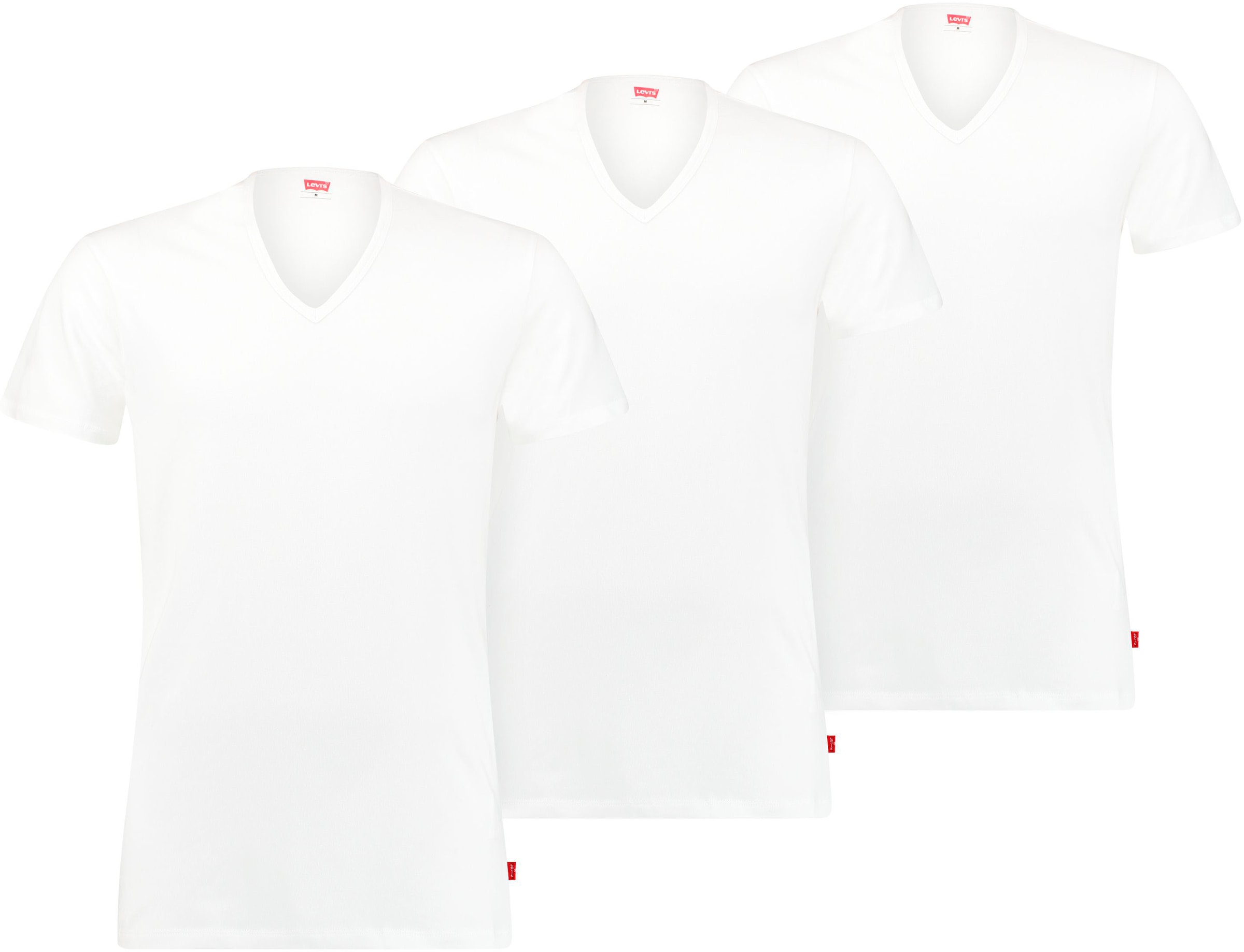 Image of Levis T-Shirt 3er-Pack, V-Ausschnitt, Kurzarm, Cotton-Mix, elastisch