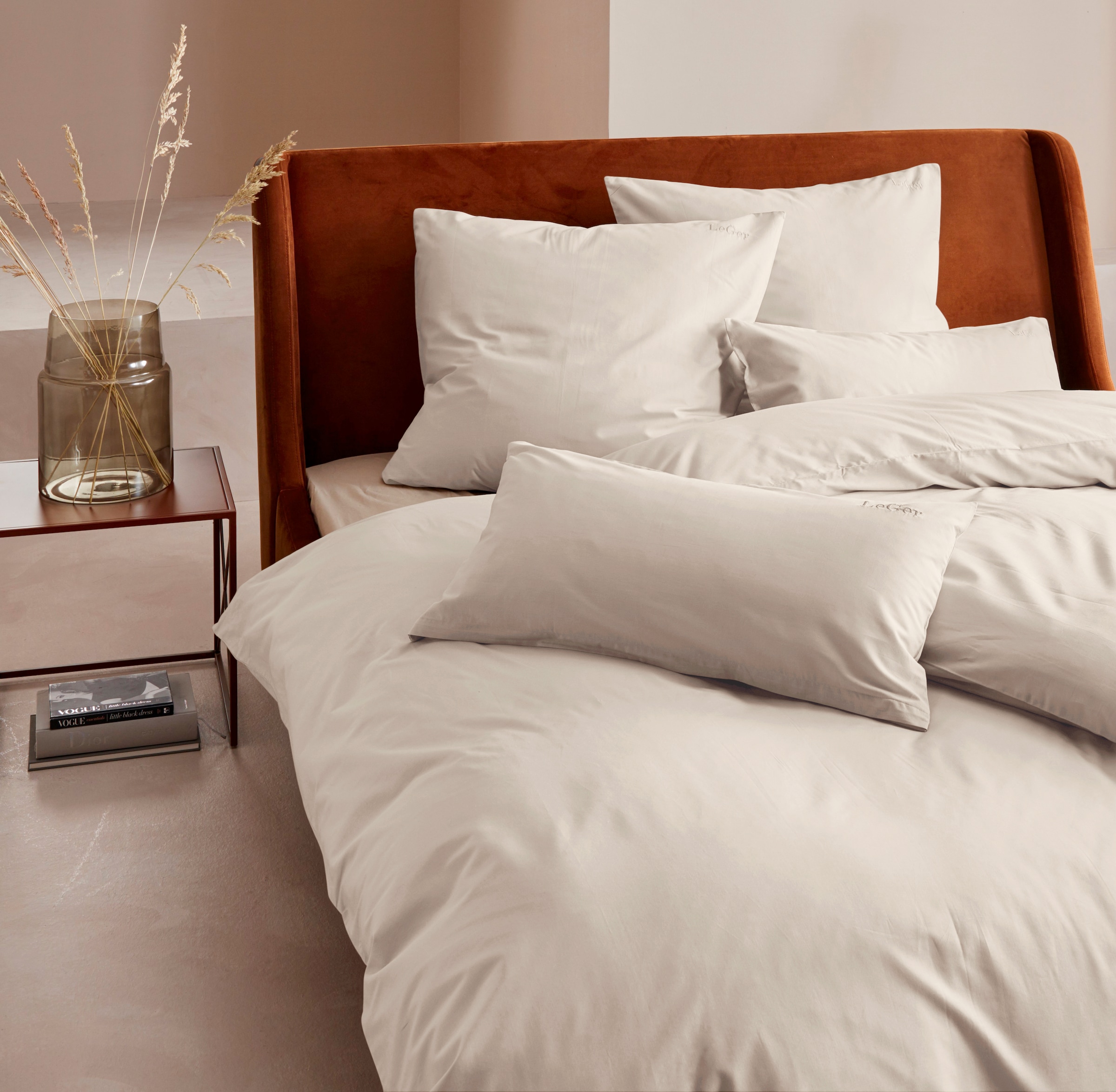 LeGer Home by Lena Gercke Linge de lit »Anisa in Gr. 135x200, 155x220 cm oder 200x200« 2 Bettwäsche aus Baumwolle, unifarbene Bettwäsche mit Reissverschluss