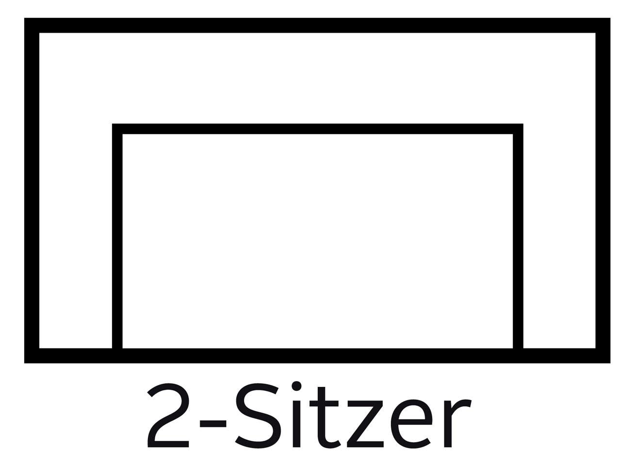 INOSIGN 2-Sitzer »BEATRICE, erhältlich in trendigen Stoffoptionen, B/T/H: 143/73/92 cm«, In hochwertiger Verarbeitung, incl. 2 grossen Zierkissen in Korpusfarbe