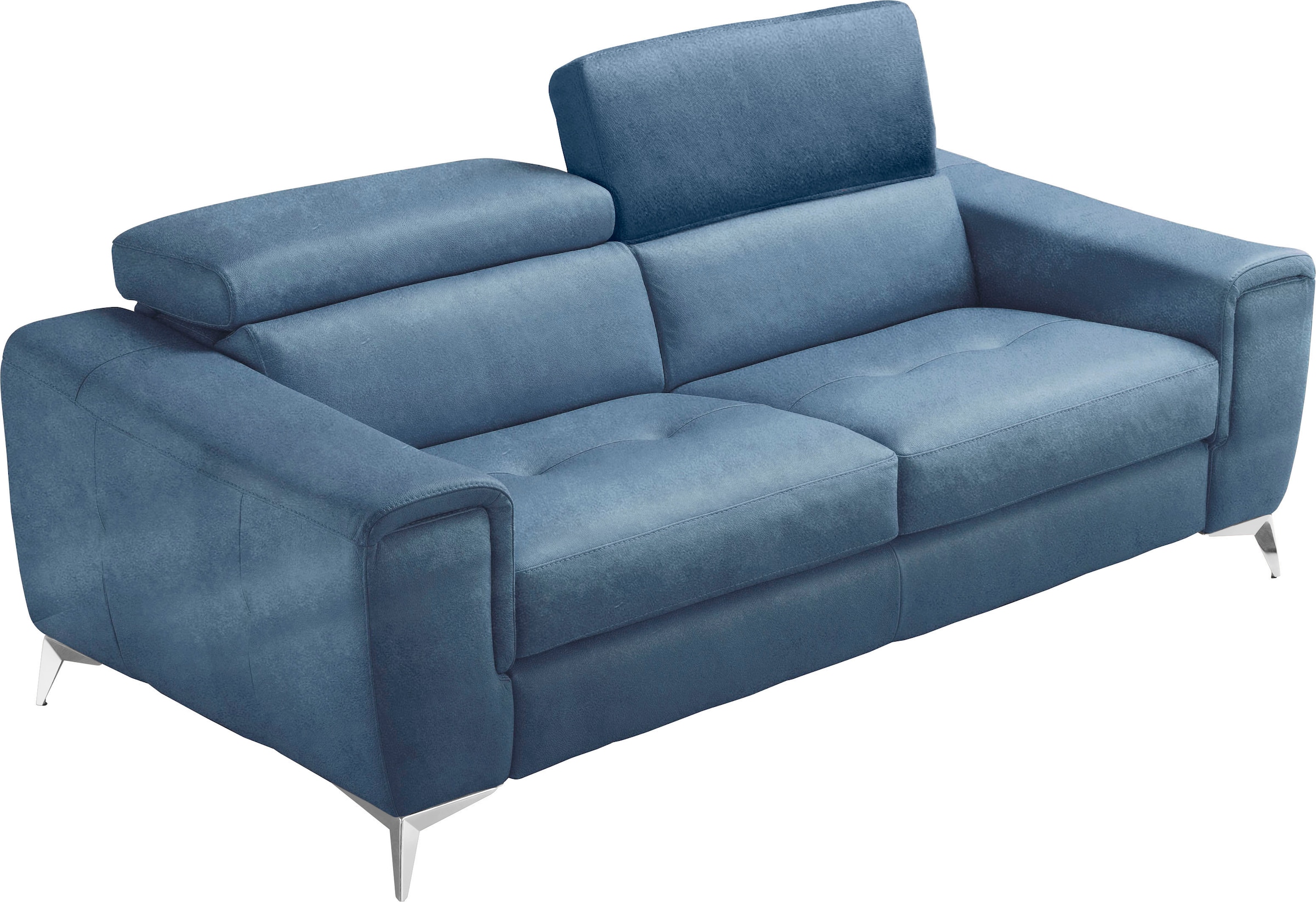 Image of Egoitaliano 2,5-Sitzer "Francine, Designsofa, Loungesofa, Breite 213 cm, Fussfarbe chrom" Designfuss, Luxus-Microfaser Lederoptik, ozeanblau