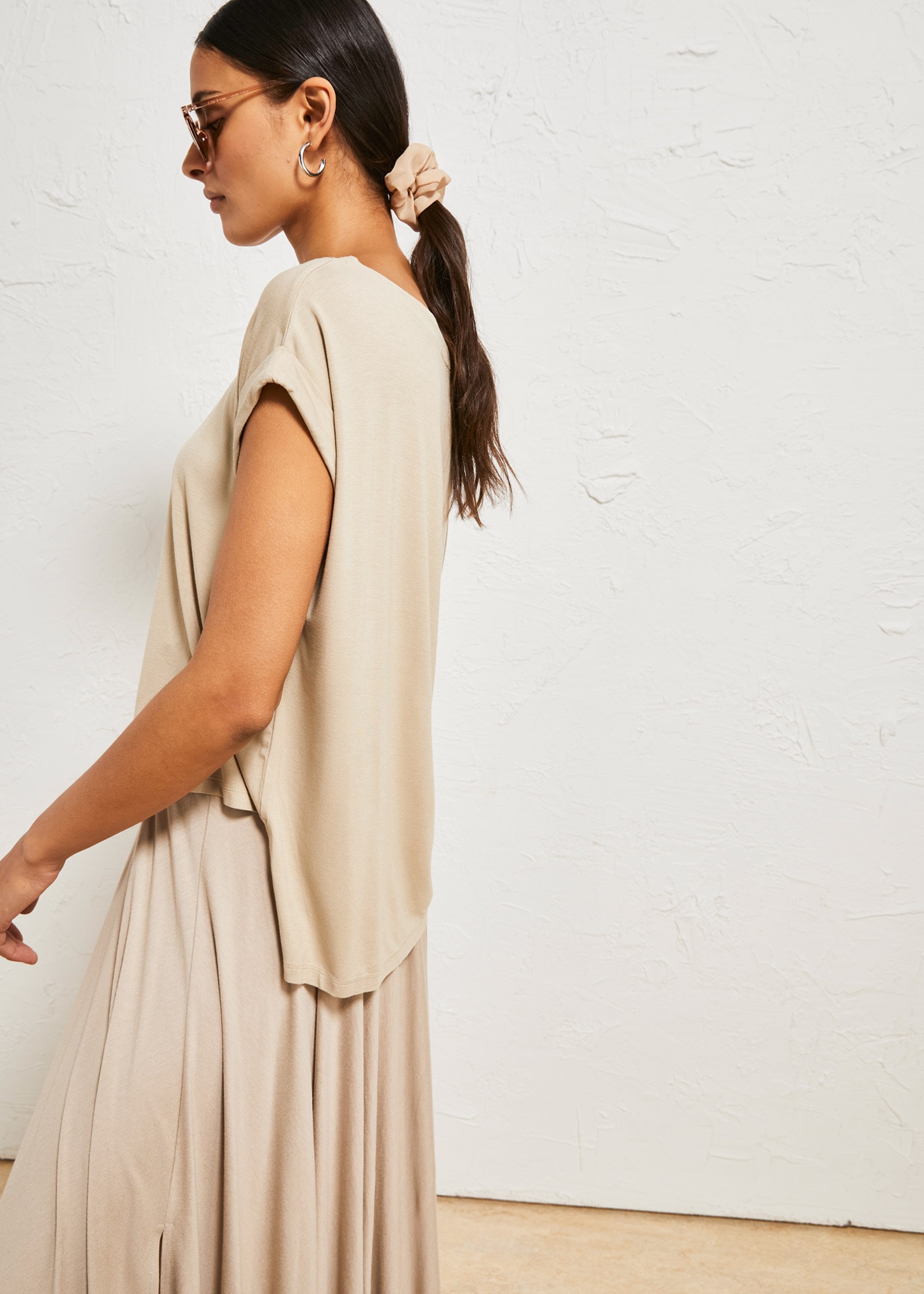 bonprix T-shirt oversize »Oversize-Shirt aus fliessender Viskose« oversize Passform, Kurzarm, für warme Tage, aus Viskose