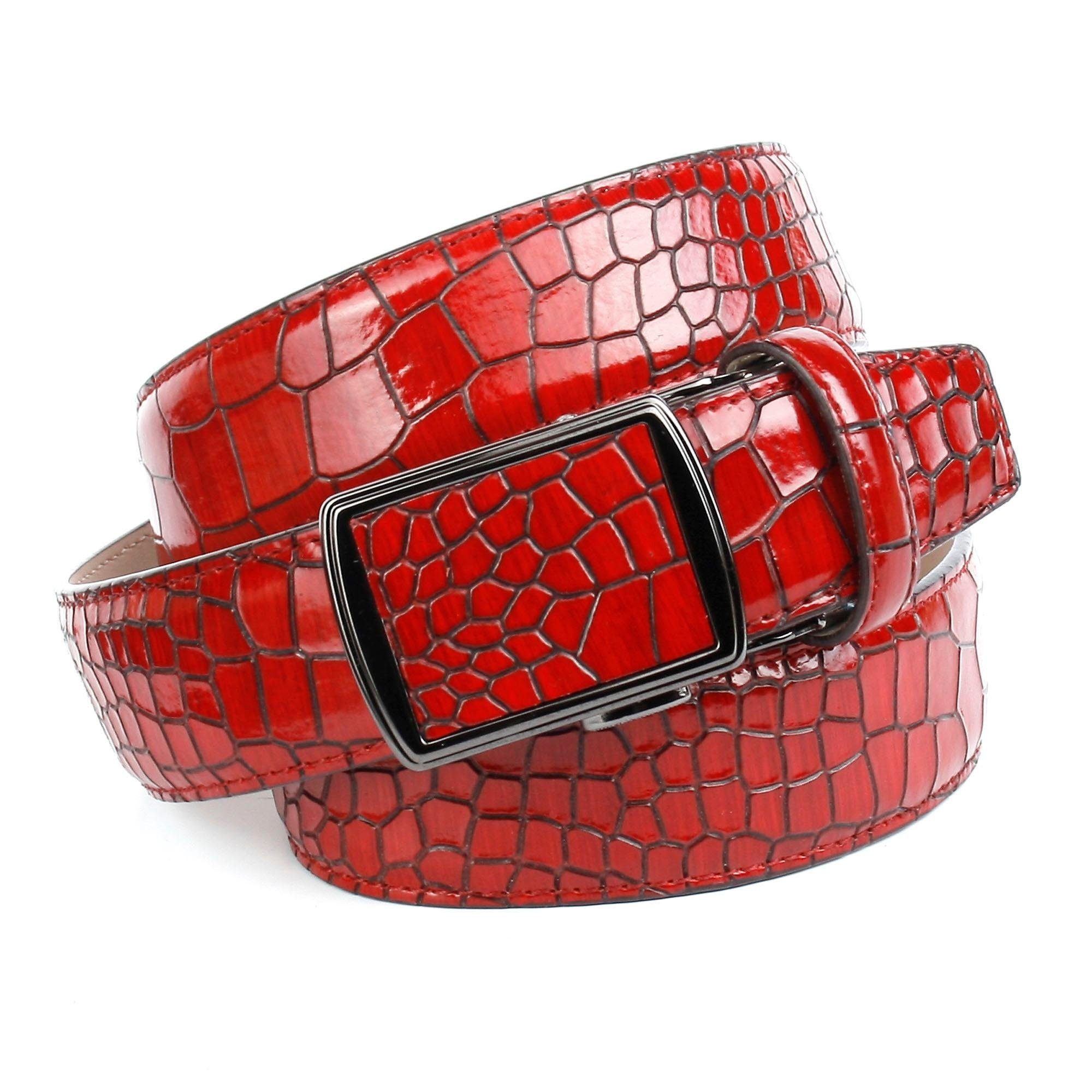 Image of Anthoni Crown Ledergürtel, in rot mit Krokomuster bei Ackermann Versand Schweiz