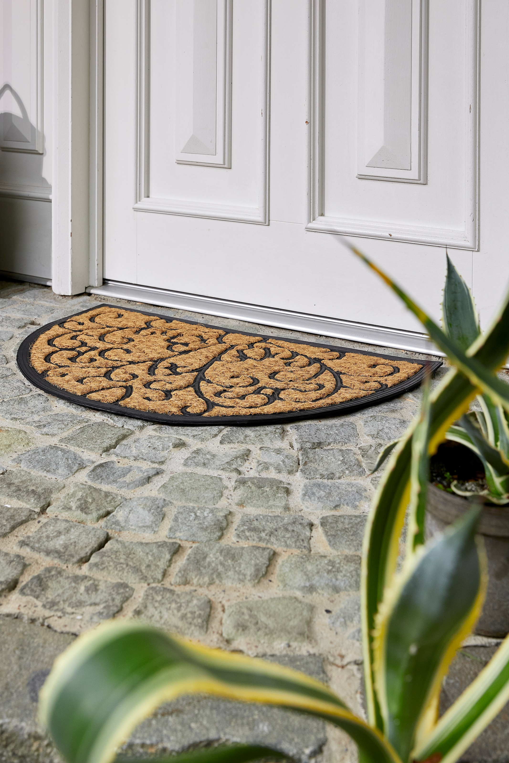ASTRA Tapis de sol »Coco Deluxe Light« Semicirculaire 8 mm Höhe paillasson, noix de coco, antidérapant, résistant à la saleté, intérieur et extérieur