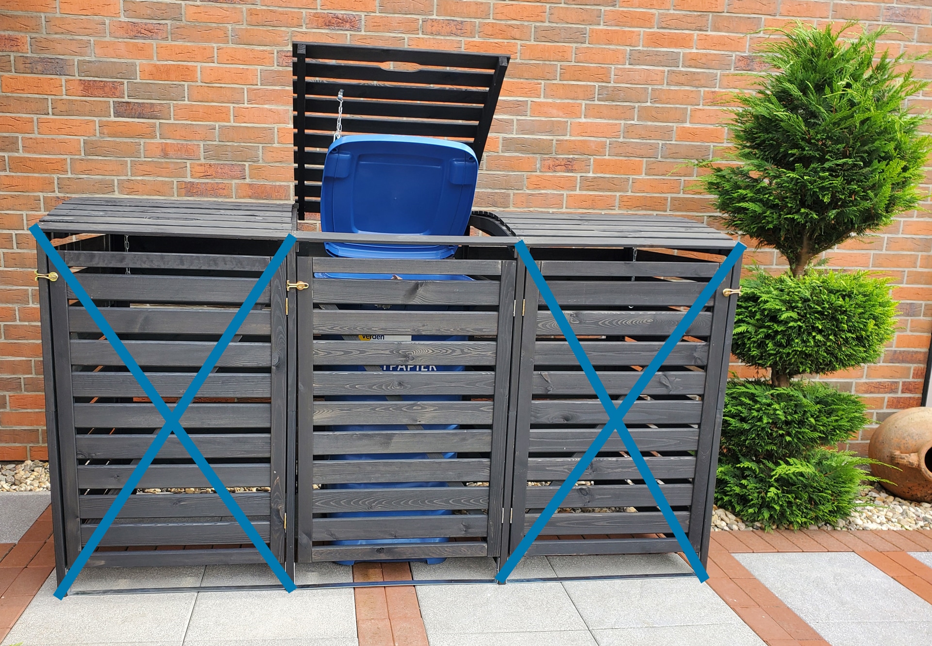 promadino Coffre à poubelles »Erweiterungsset für Vario III, aus Massivholz« compatible avec toutes les poubelles jusqu'à 240 litres