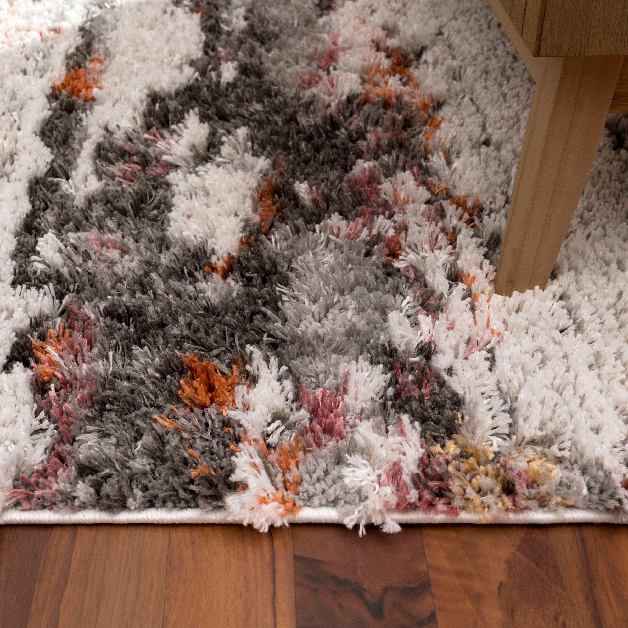 Paco Home Hochflor-Teppich »Vincenza 283« rechteckig 34 mm Höhe kuschelig, modernes Streifen Design, Hoch-Tief Effekt, Used Look