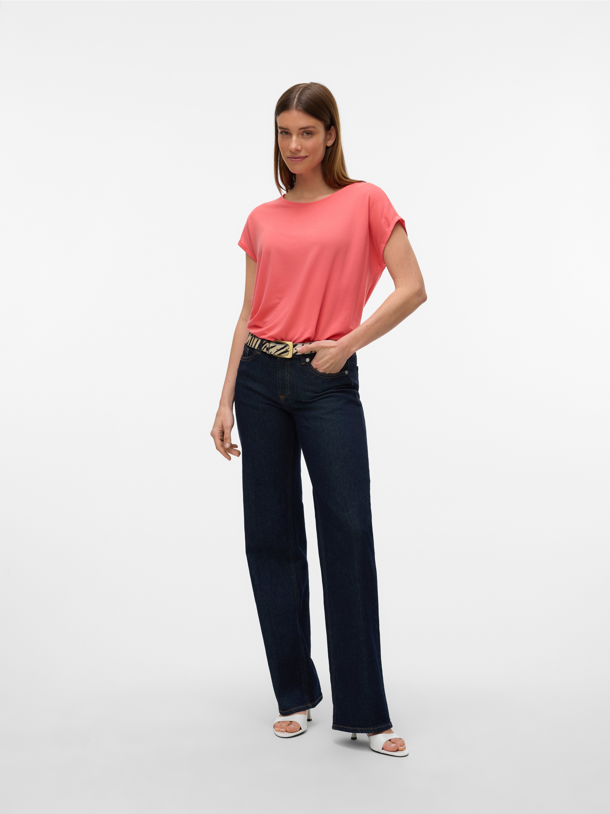 Vero Moda Rundhalsshirt »VMAVA PLAIN SS TOP GAJRS NOOS«