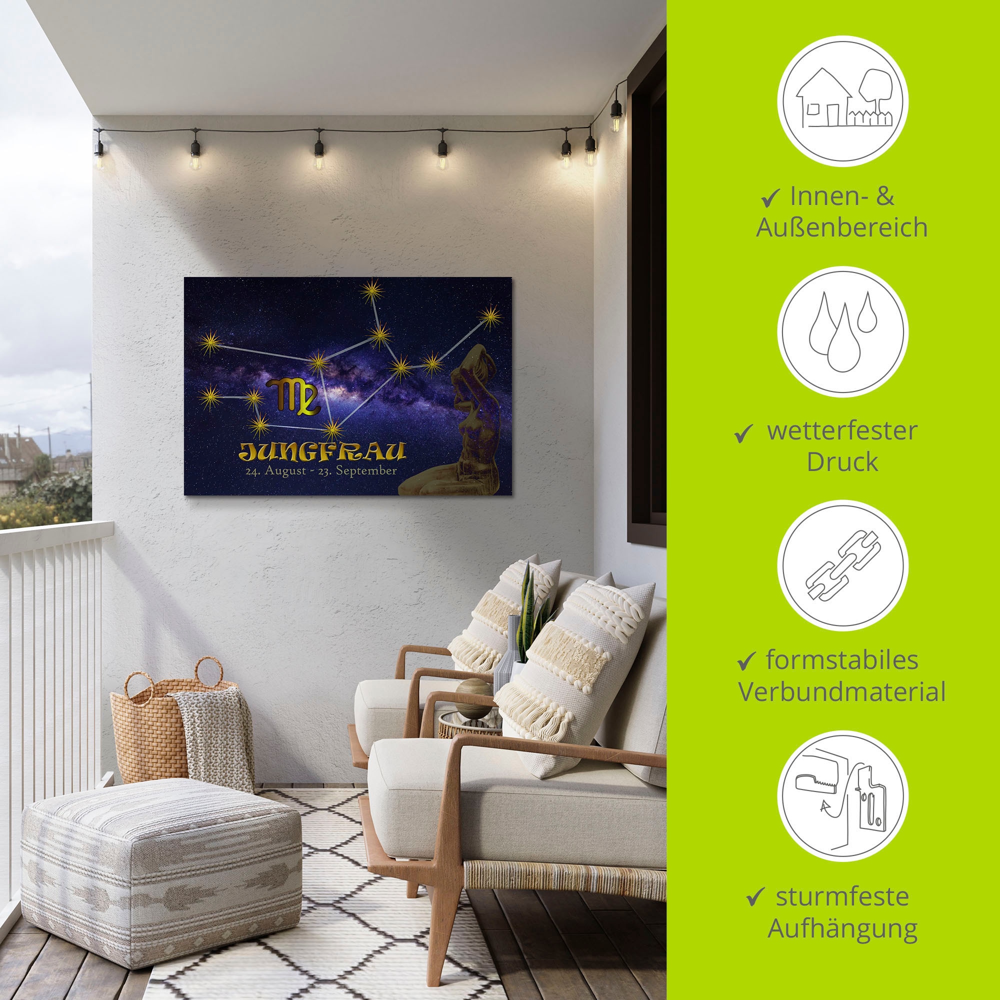 Artland Wandbild »Sternzeichen - Jungfrau«, Bilder von Sternzeichen, (1 St.), als Alubild, Outdoorbild, Poster in verschied. Grössen