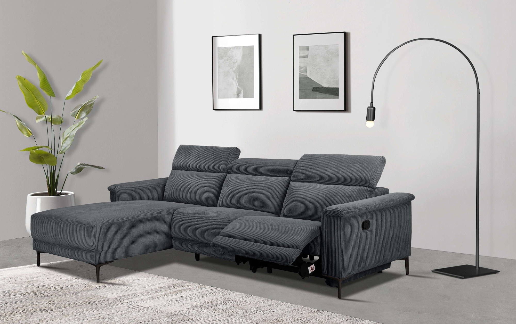 Home affaire Ecksofa »LUND Cord, L-Form, 261 cm, man. o. elektr. Relaxfunktion (mit USB-A)« USB-C bei elektrischer Variante und Kopfteilverstellung