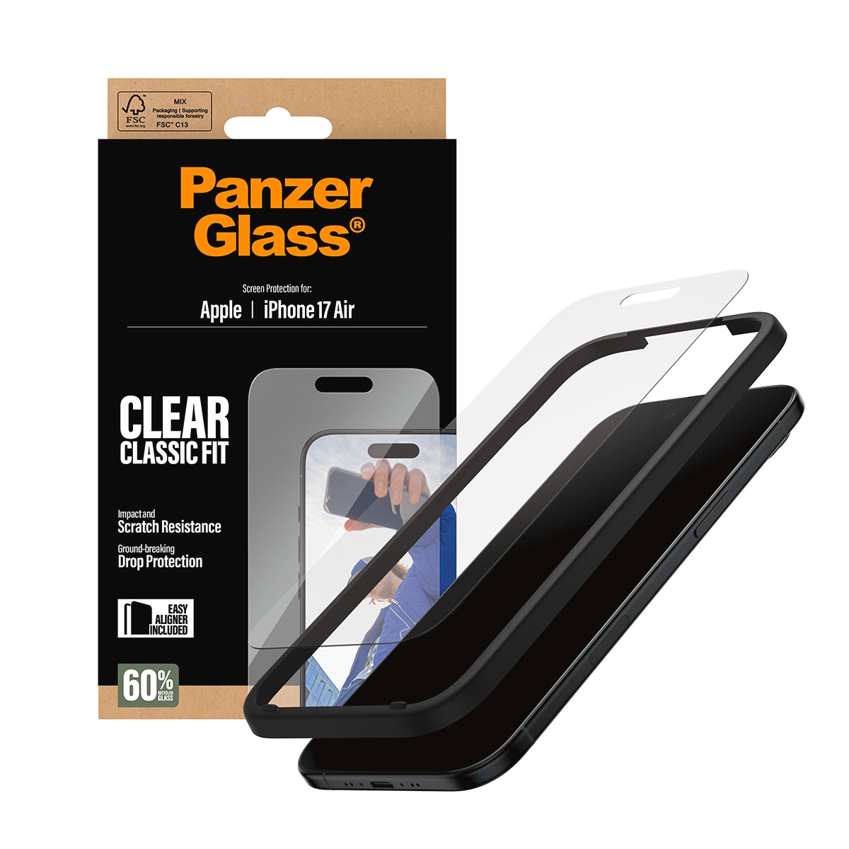 CARE by PanzerGlass Verre de protection d'écran »Classic Fit Screen Protector« für Apple iPhone Air Displayschutzfolie, Schutzfolie, Bildschirmschutz, kratz- & stossfest