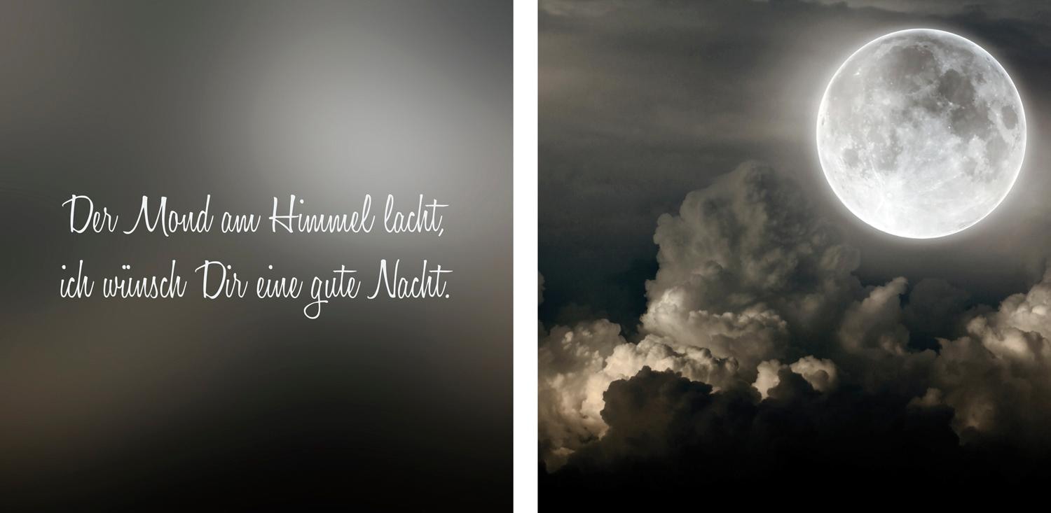 Image of queence Leinwandbild "Mond" Himmel Himmelsbilder Kunst Modern Schriftzug Schriftzüge Spa Spa Bilder Sprüche Sprüche & Texte Wolken Set, Premium-Leinwandstoff, Handarbeit aus Deutschland, Spruch, 2er Set