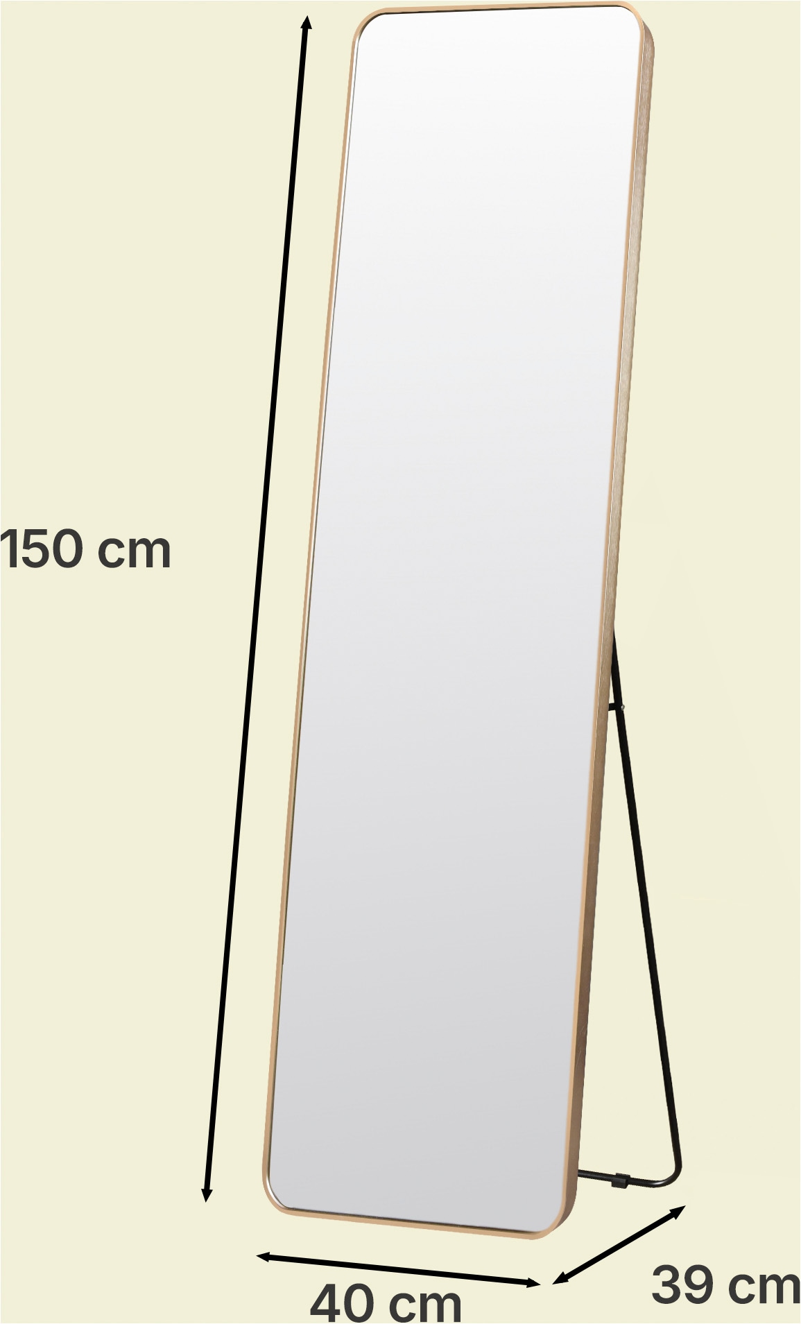 GOODproduct Miroir »Standspiegel Addrik, wahlweise in 2 Grössen 150x40cm oder 160x50cm« miroir corps entier avec verre de sécurité, en différentes couleurs