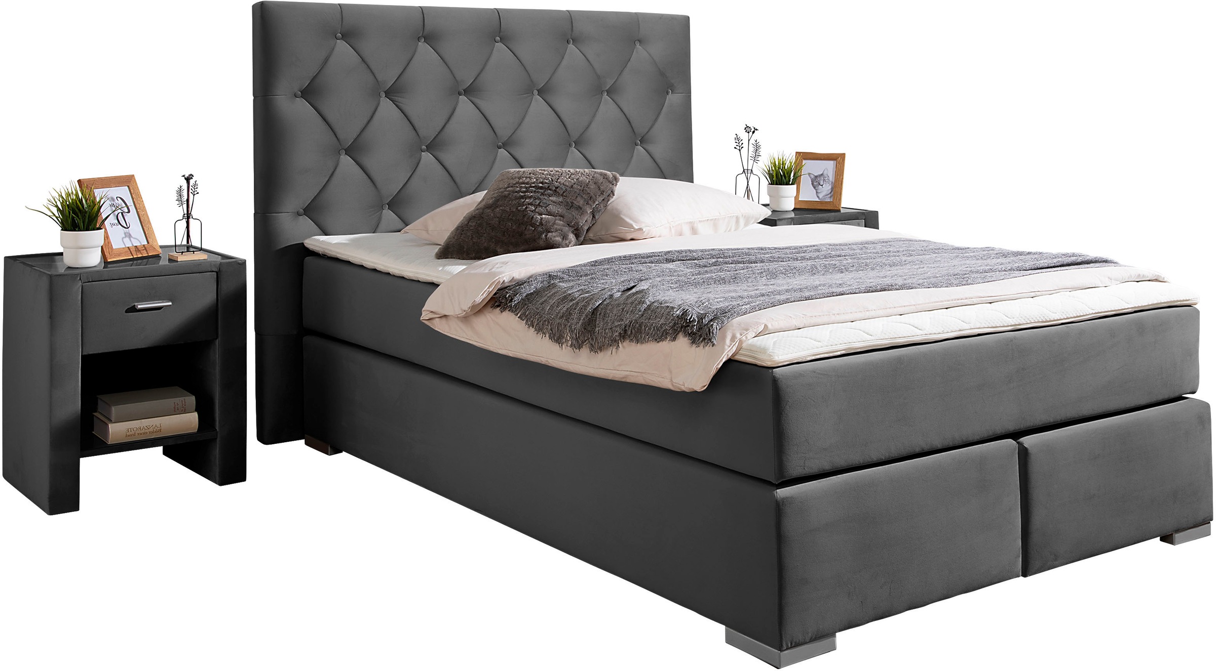 Home affaire Boxspringbett »Chalon, in verschiedenen Breiten«, inkl. Topper, wahlweise in H2, H3 oder H4 erhältlich