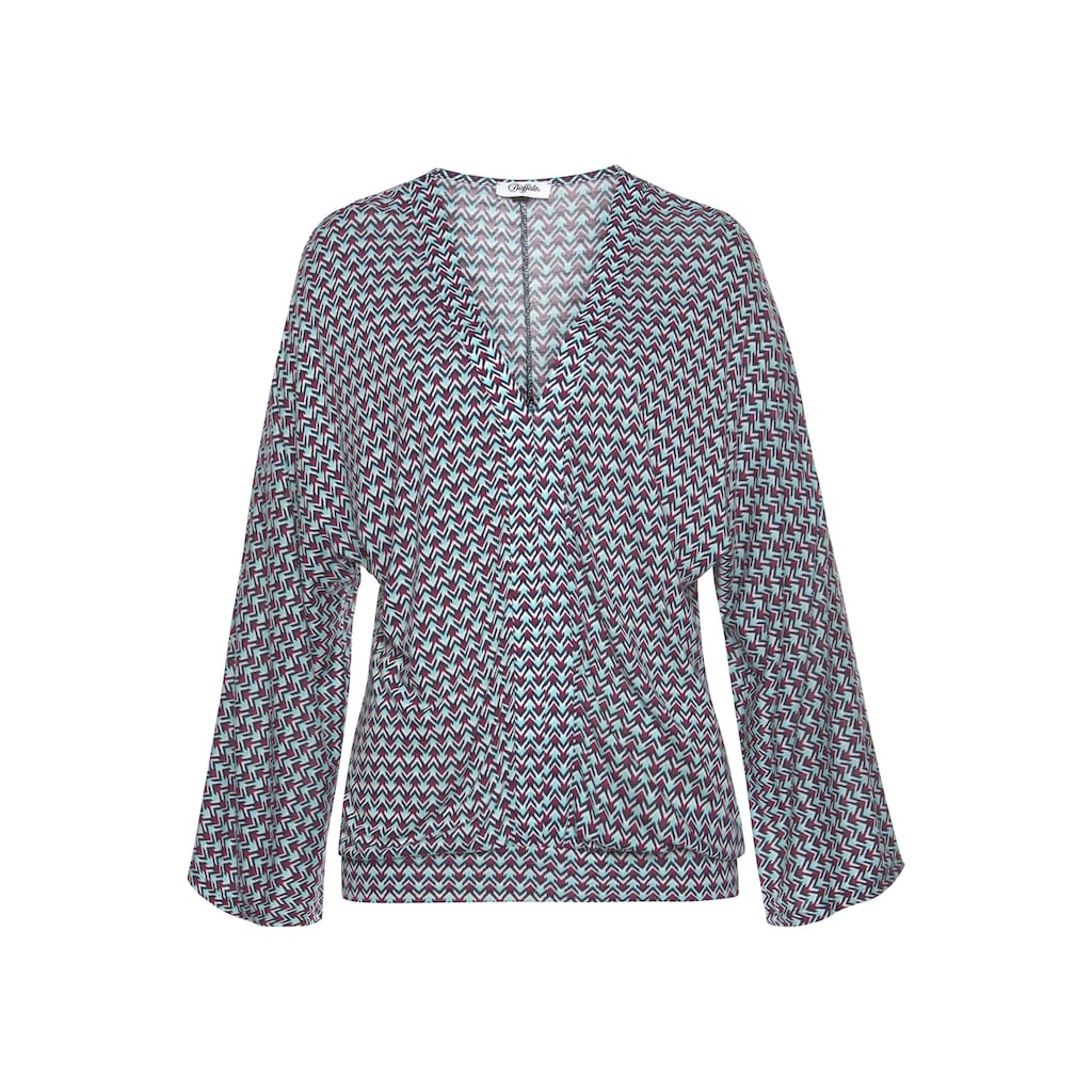 Buffalo Strandshirt, V-Ausschnitt und 3/4-Ärmeln, Blusenshirt, casual-elegant