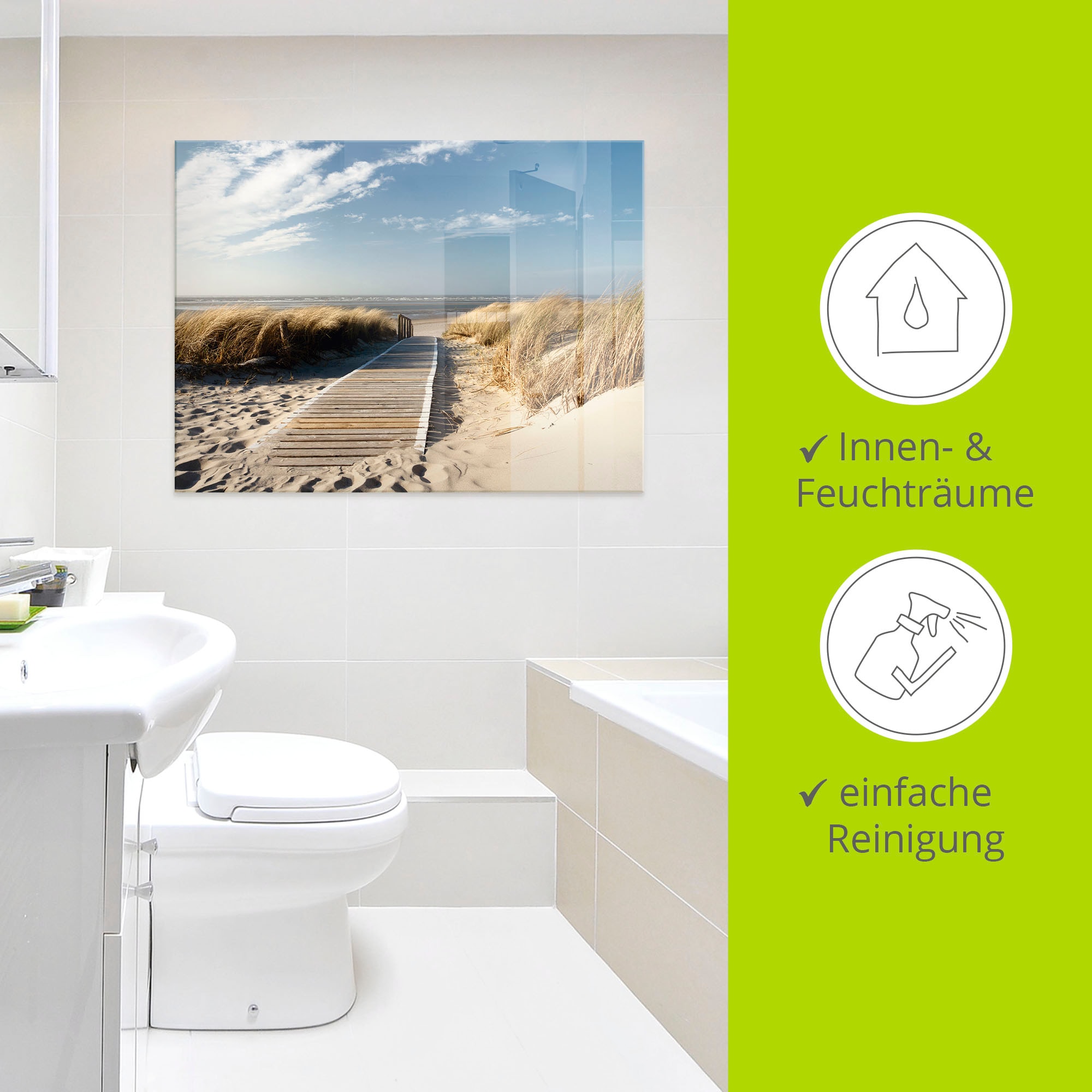 Artland Glasbild »Nordseestrand auf Langeoog - Steg« Strand 1 Stk. tlg. in verschiedenen Grössen