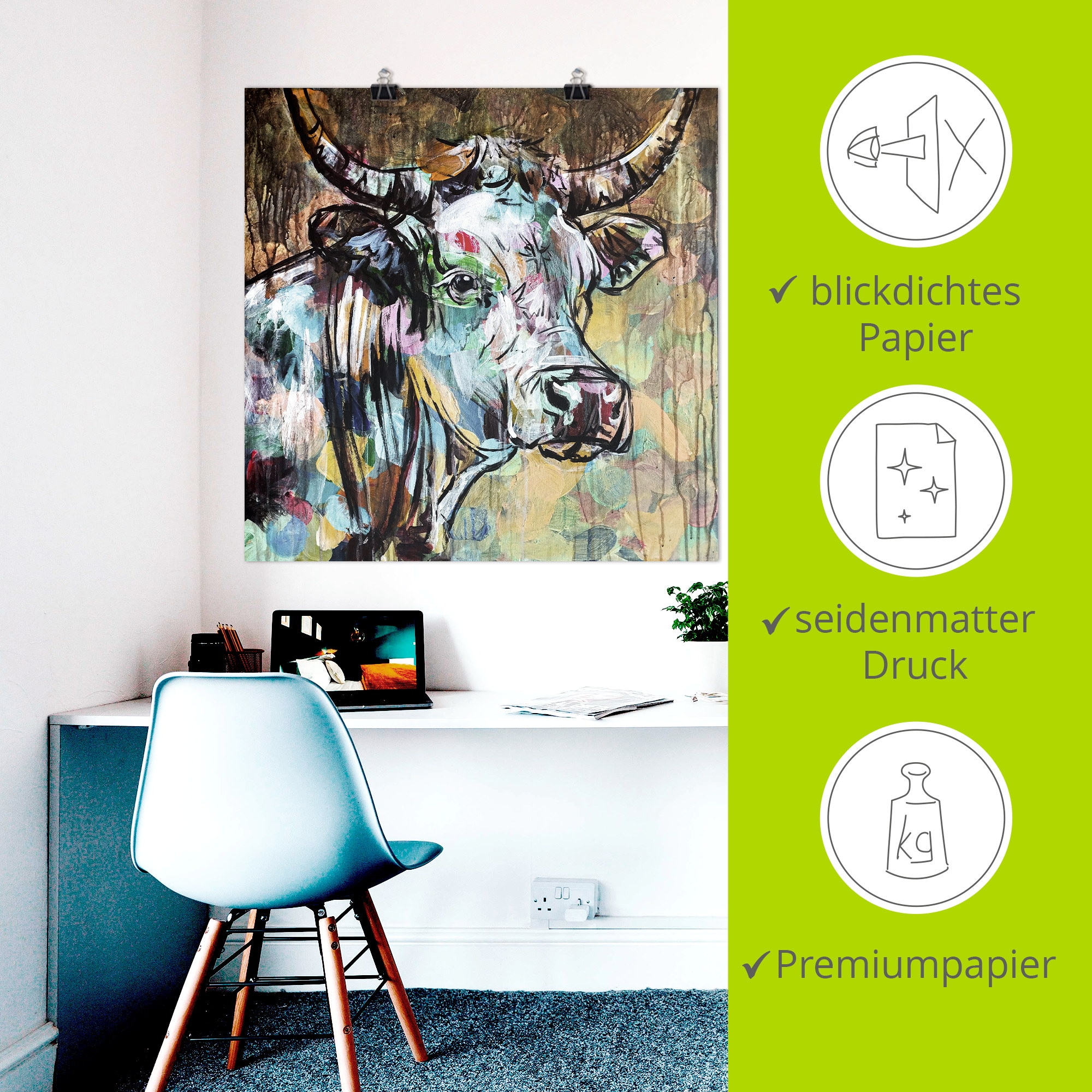 Artland Wandbild »Luna die Kuh« Kuhbilder 1 Stk. tlg. als Alubild, Leinwandbild, Poster, Wandaufkleber in verschied. Grössen