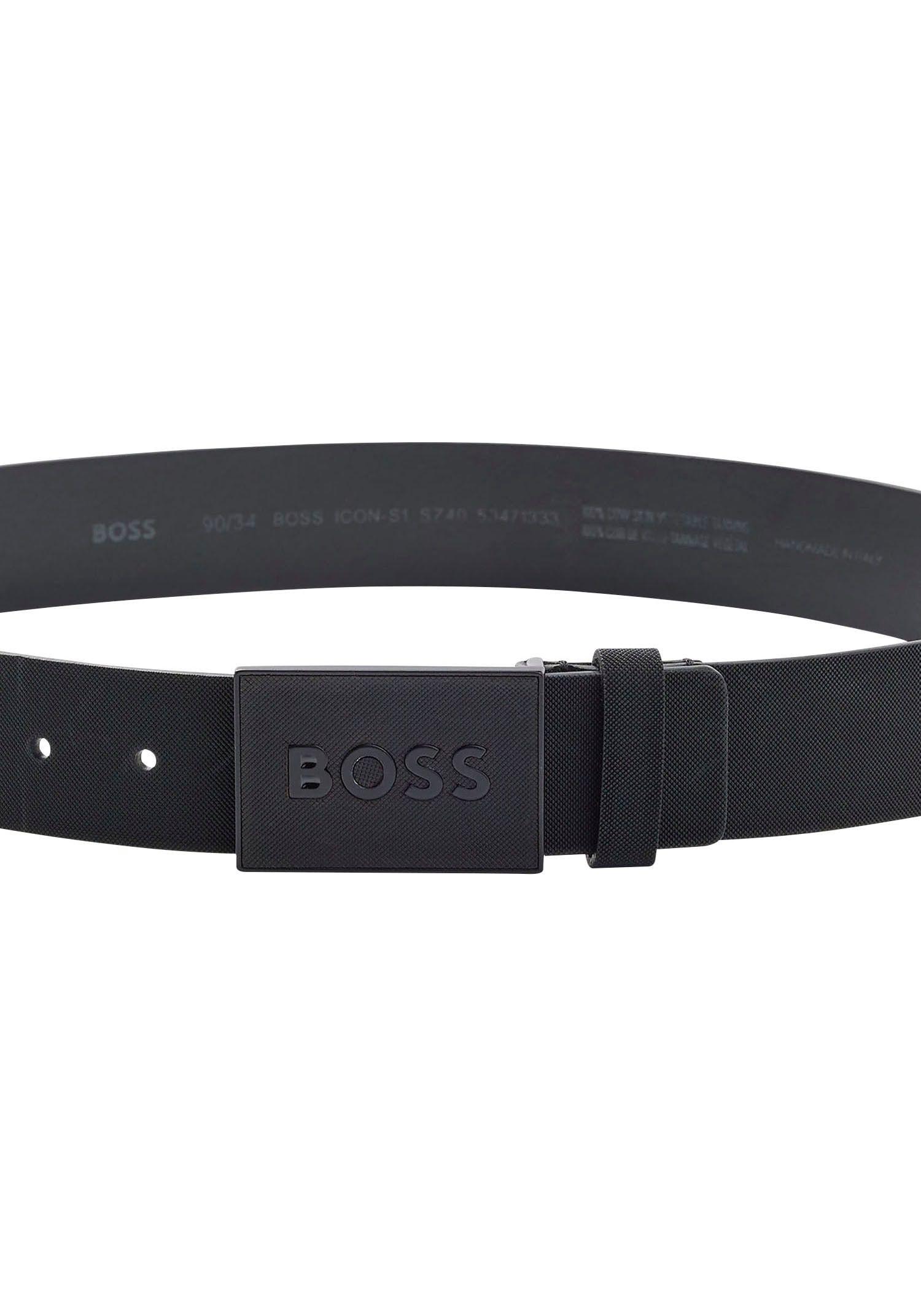 BOSS Ledergürtel »Boss_Icon-S1_Sz40«, mit BOSS-Logo-Prägung auf der Koppelschliesse