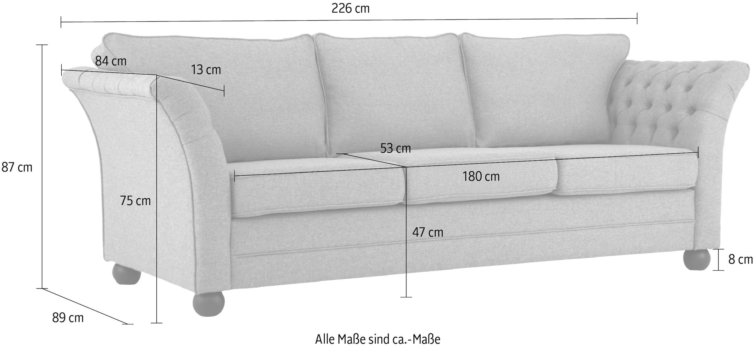 Home affaire 3-Sitzer »Pajero«, mit Knopfheftung an den Armlehn-Innenseiten, Keder