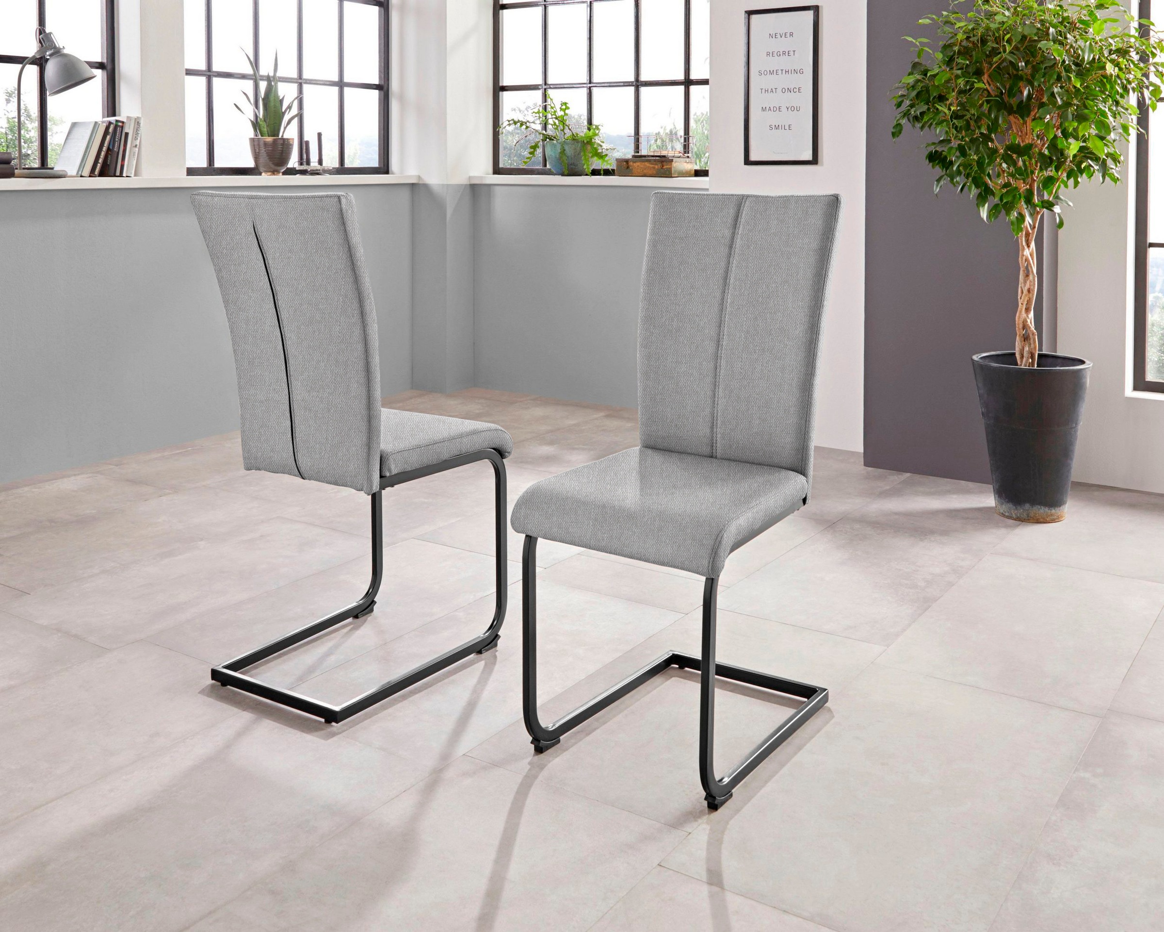 Home affaire Freischwinger »Oliver«, (Set), 2 St., Microfaser, Stuhl belastbar bis 120 Kg