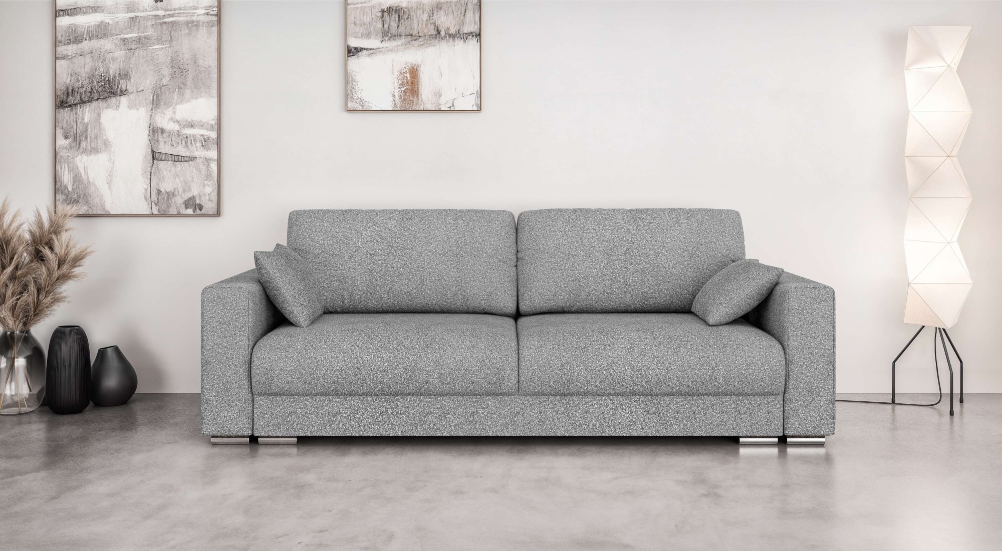 Image of Home affaire 3-Sitzer "Stevinson Schlafsofa mit Bettkasten, Masse B/H/T: 229/87/97 cm" mit Wellenunterfederung, 2 Rückenkissen und 2 Zierkissen