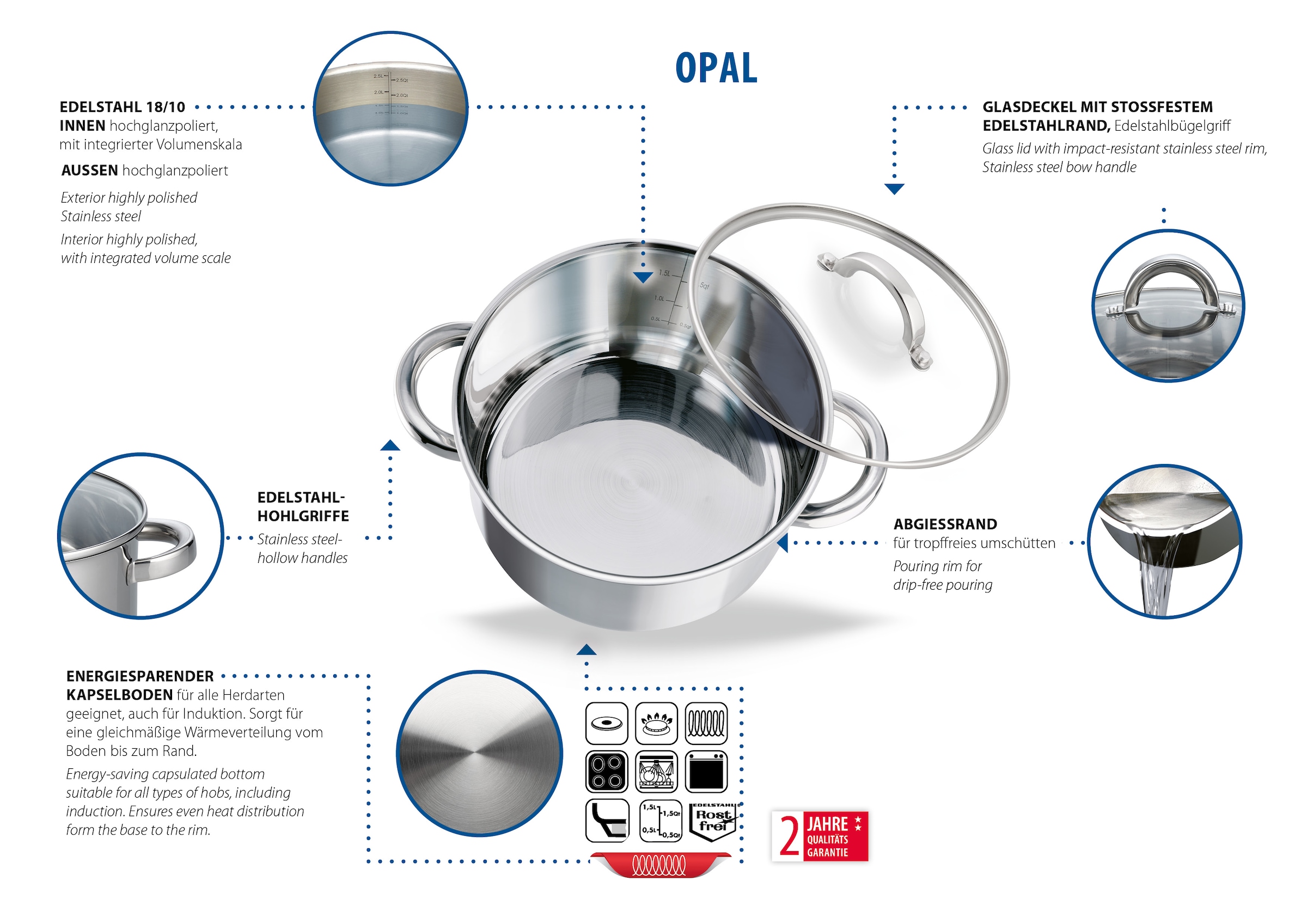 Elo Basic Pot à viande »Opal« 1 cuis tlg. Acier inoxydable 18/8