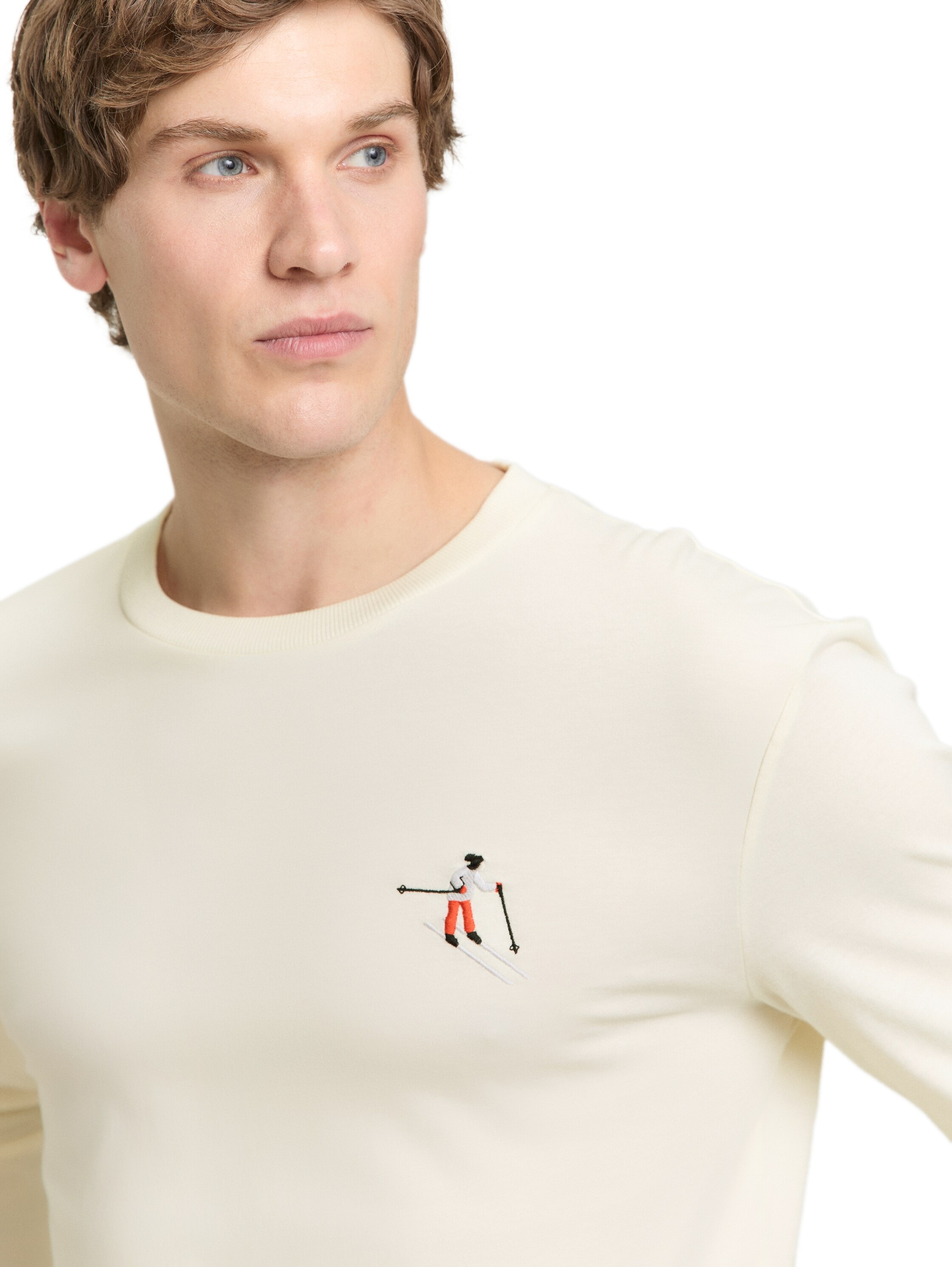 TOM TAILOR Denim T-shirt à manches longues Avec broderie logo sur la poitrine