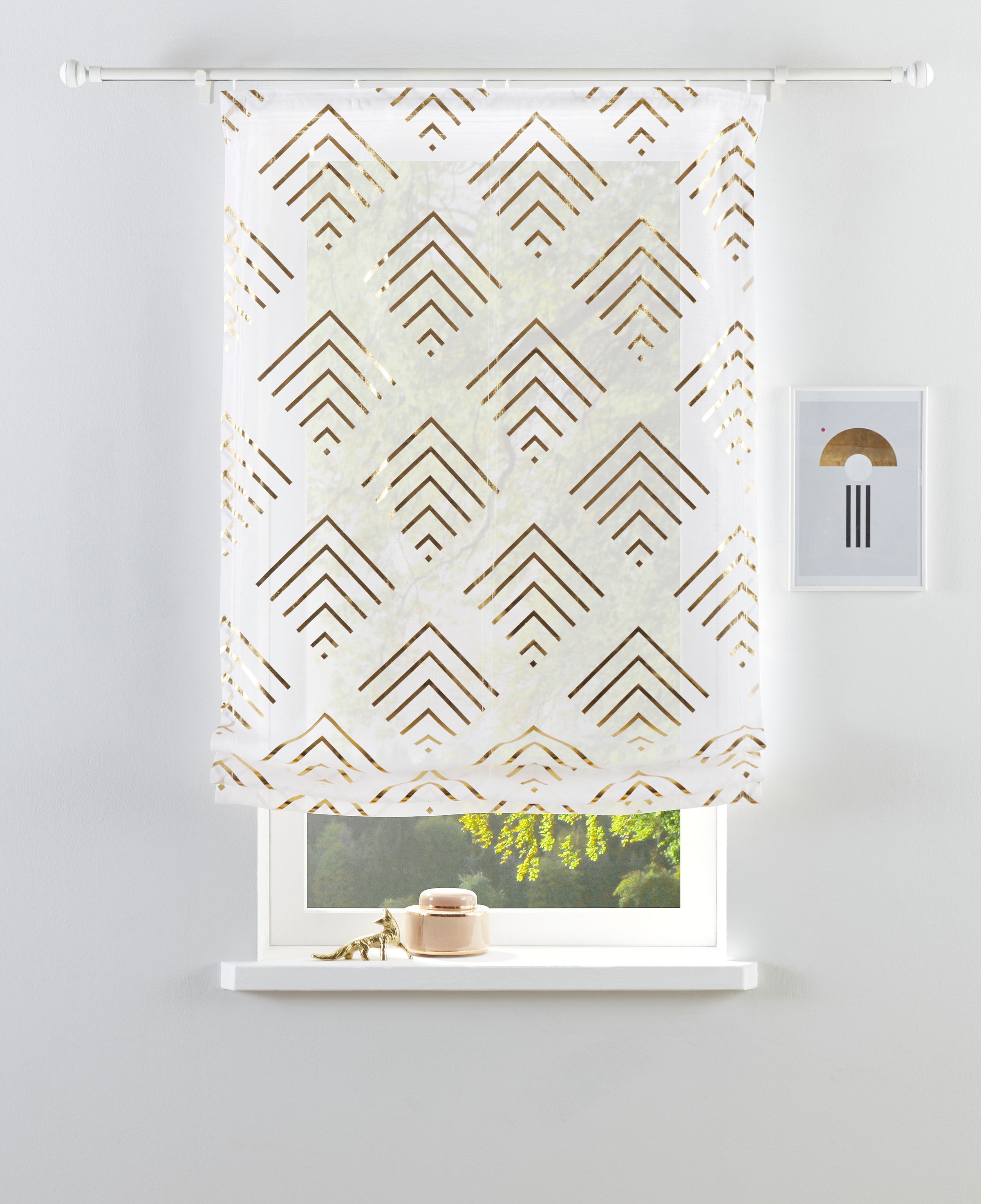 Image of Guido Maria Kretschmer Home&Living Raffrollo »Gino«, mit Klettband, transparent, mit Foliendruck einseitig bedruckt, Rautenmuster bei Ackermann Versand Schweiz