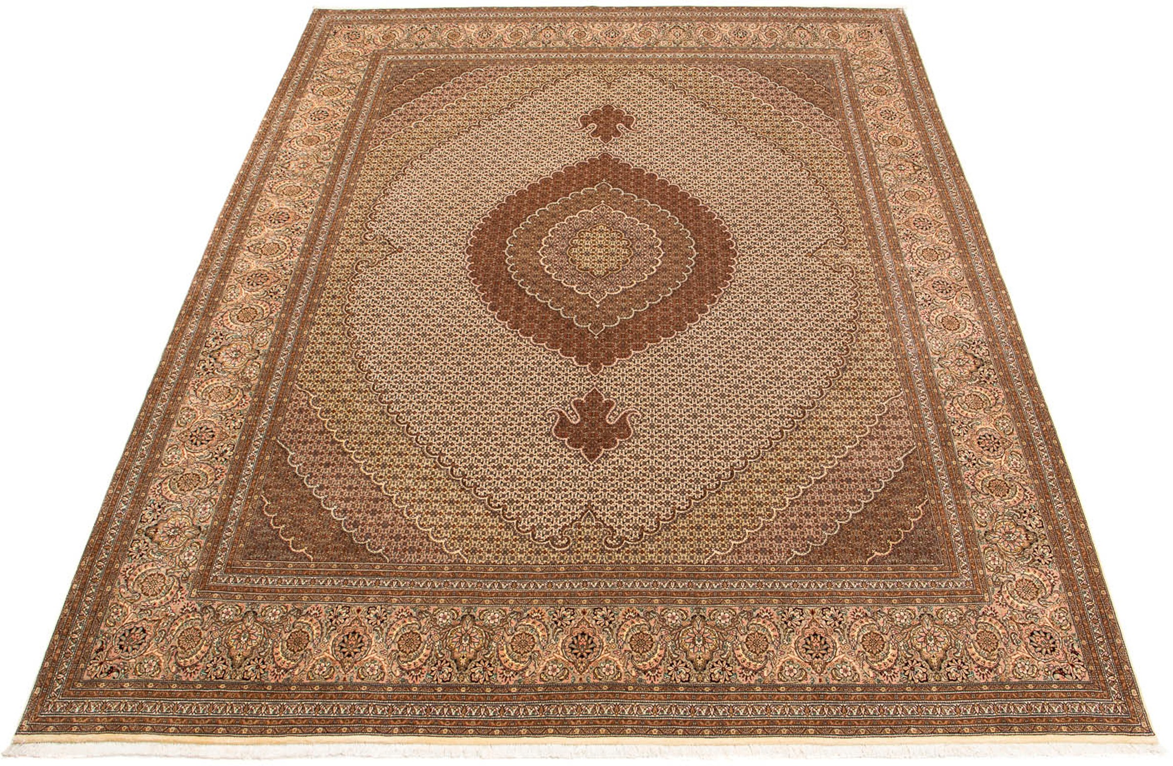 Image of morgenland Orientteppich »Perser - Täbriz - 387 x 305 cm - hellbraun«, rechteckig, 10 mm Höhe, Wohnzimmer, Handgeknüpft, Einzelstück mit Zertifikat bei Ackermann Versand Schweiz