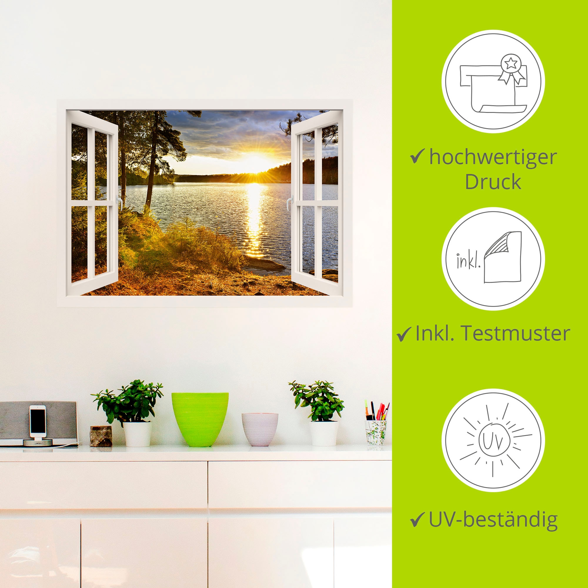Artland Wandbild »Sonnenuntergang im Algonquin Park«, Fensterblick, (1 St.), als Leinwandbild, Poster, Wandaufkleber in verschied. Grössen