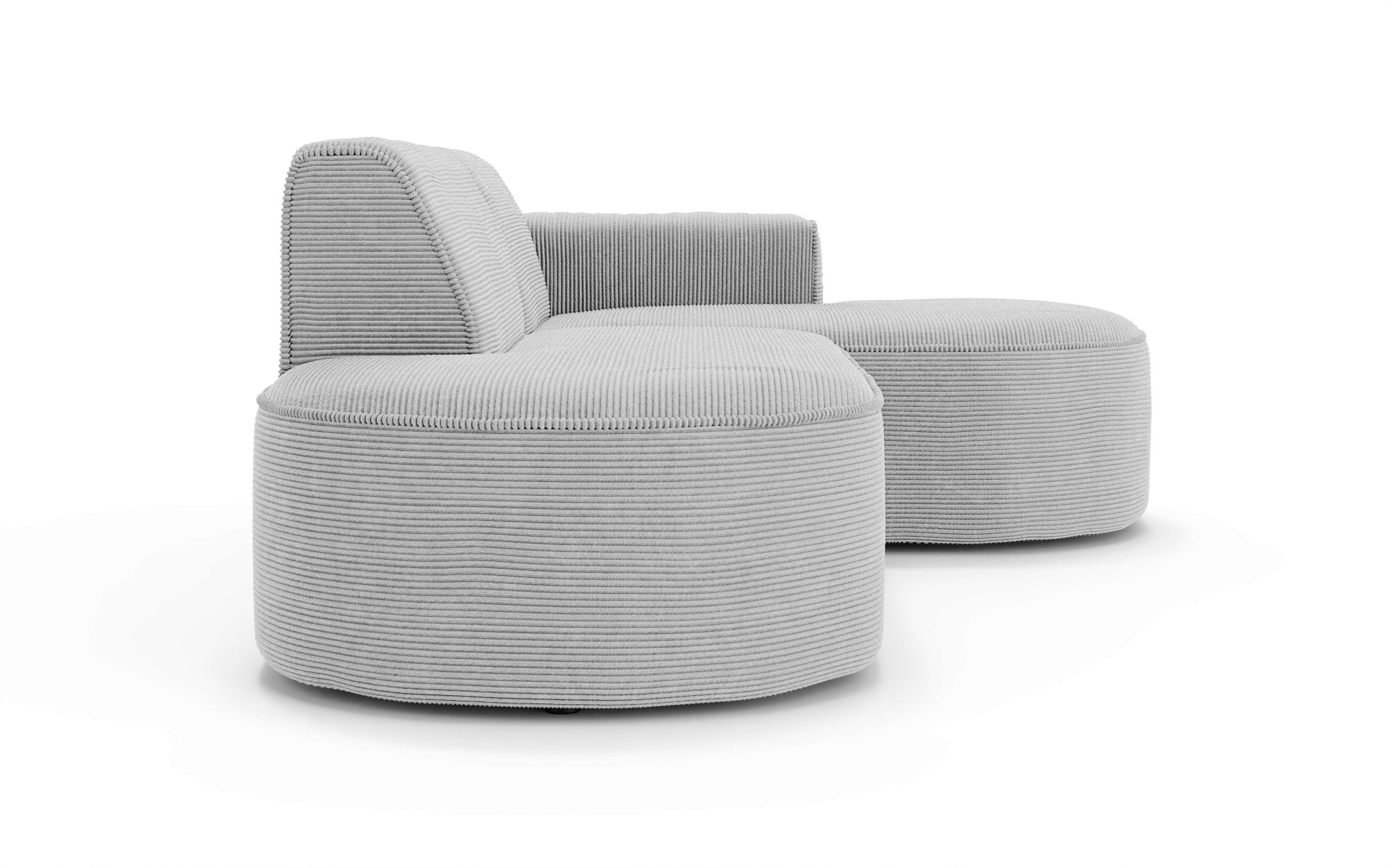 GOODproduct Ecksofa »ADELLA XL Design-Sofa mit Recamiere rechts/links, 263/159/76 cm« L-Form XL mit Wellenunterfederung, runde Form, auch in Cord