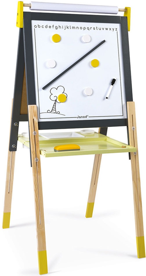 Image of Janod Standtafel »Magnet- und Kreidetafel, gelb/grau mit Zubehör« bei Ackermann Versand Schweiz