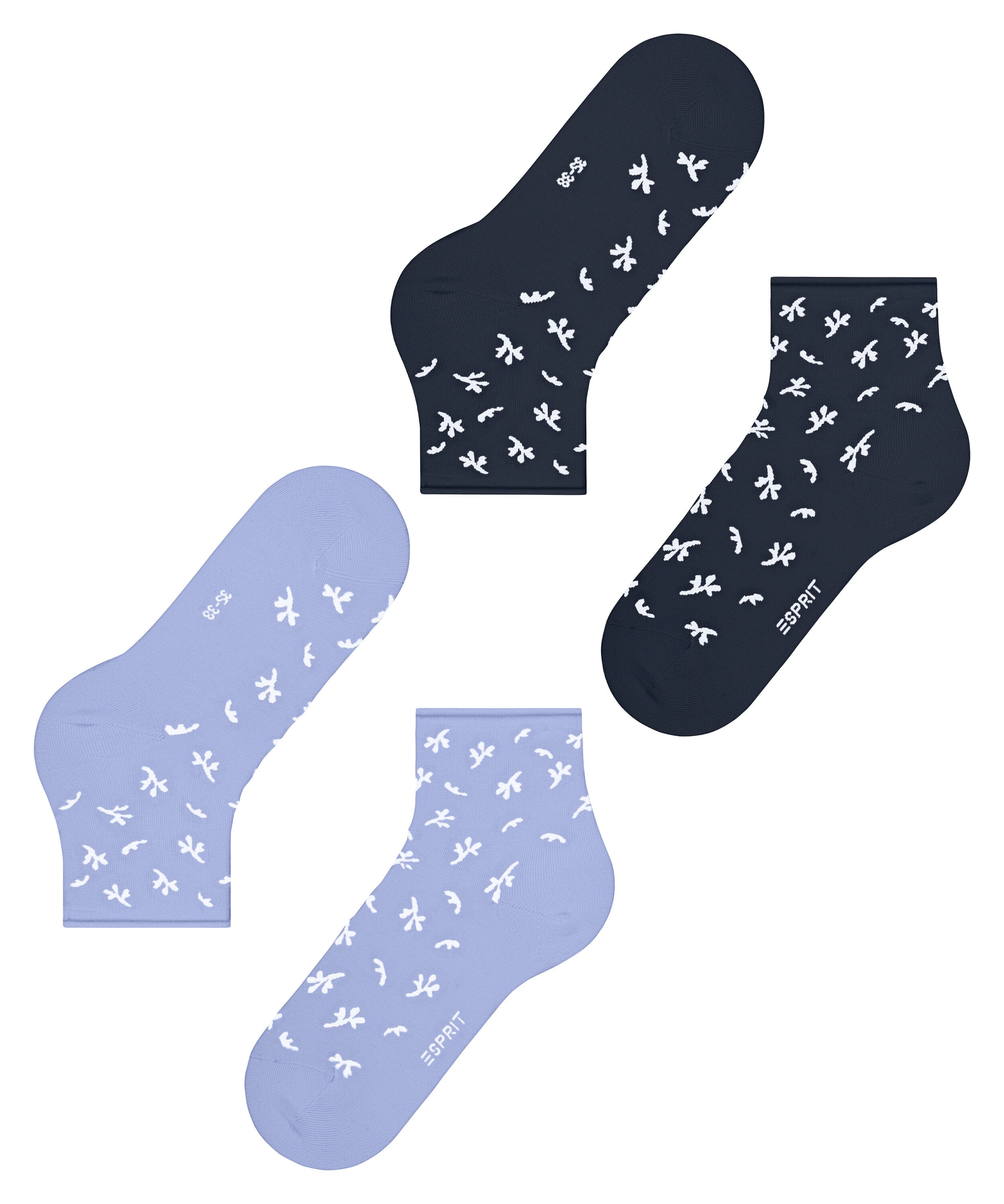 Esprit Chaussettes courtes »Twig« 2 paires,  Avec petit bord roulé, motif floral