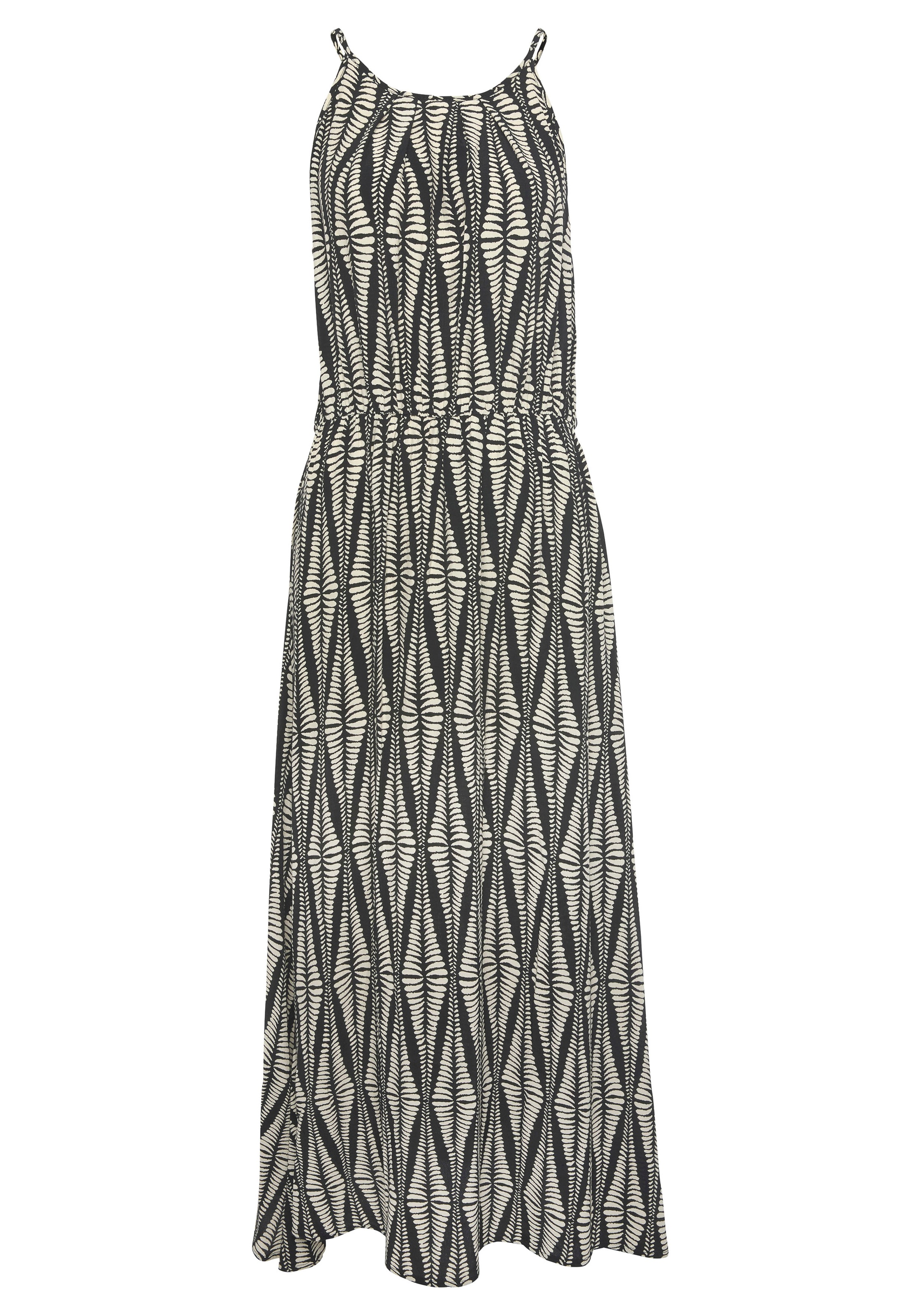 LASCANA Maxikleid "mit Alloverprint und Knopfleiste hinten, aus gewebter Viskose" luftiges Sommerkleid, elegantes Webkleid, casual