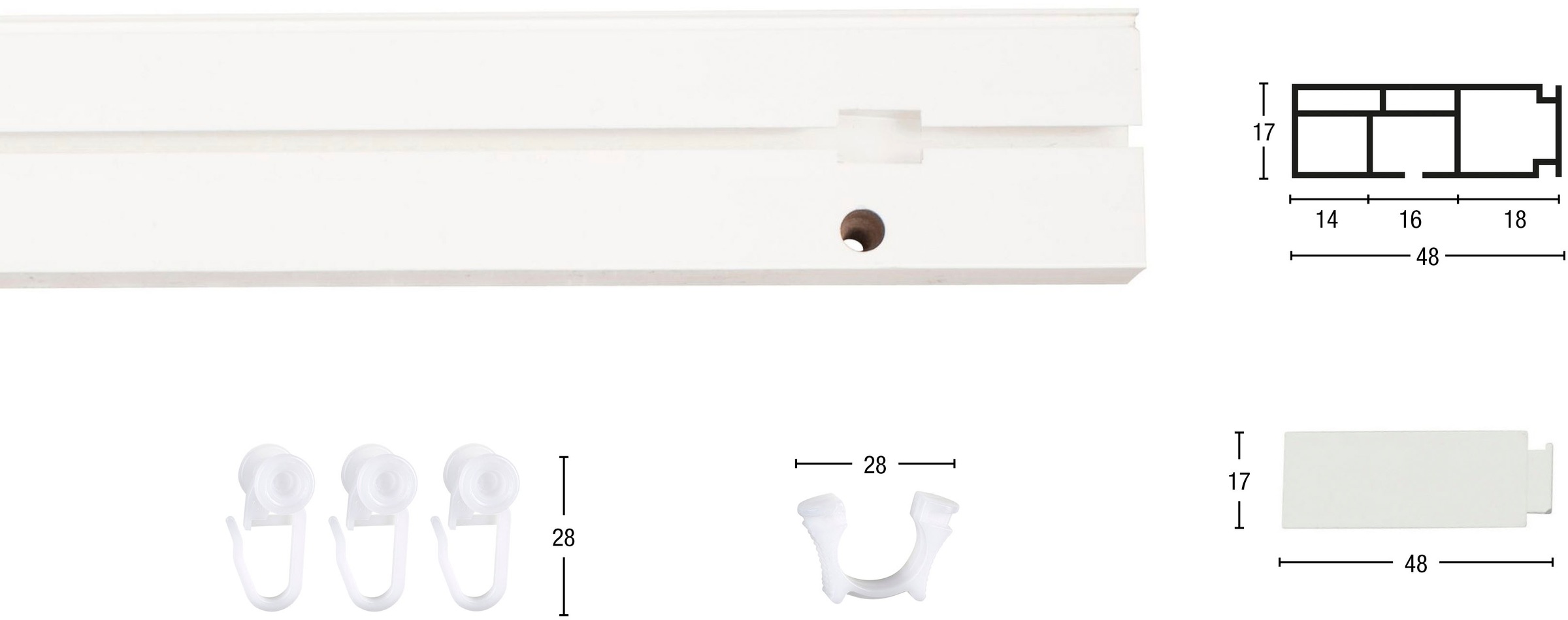 Image of GARESA Gardinenschiene »Kunststoffschiene CREDO«, 1 läufig-läufig, Wunschmasslänge, Deckenmontage, mit Kunststoffverbinder verlängerbar bei Ackermann Versand Schweiz