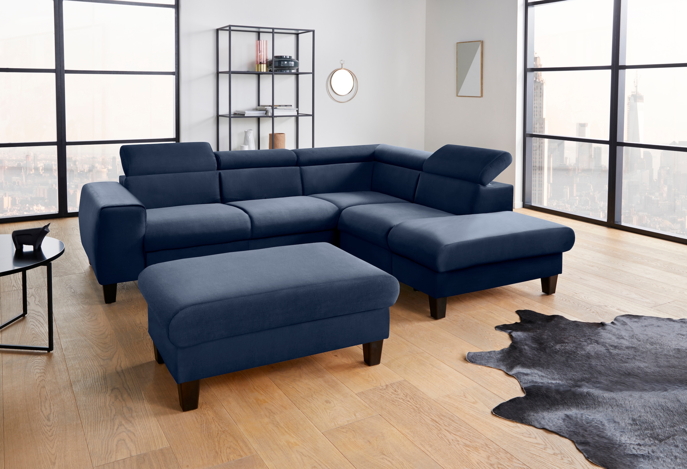 COTTA Ecksofa »Morven L-Form mit Kopfteilverstellung«, wahlweise mit Bettfunktion, Bettkasten & Wireless-Charger