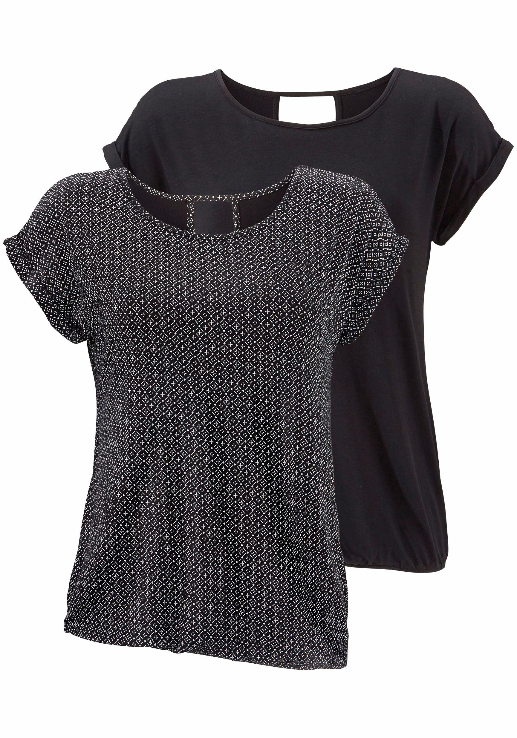 Image of LASCANA T-Shirt, (2er-Pack), mit modischem Cut-out im Nacken bei Ackermann Versand Schweiz