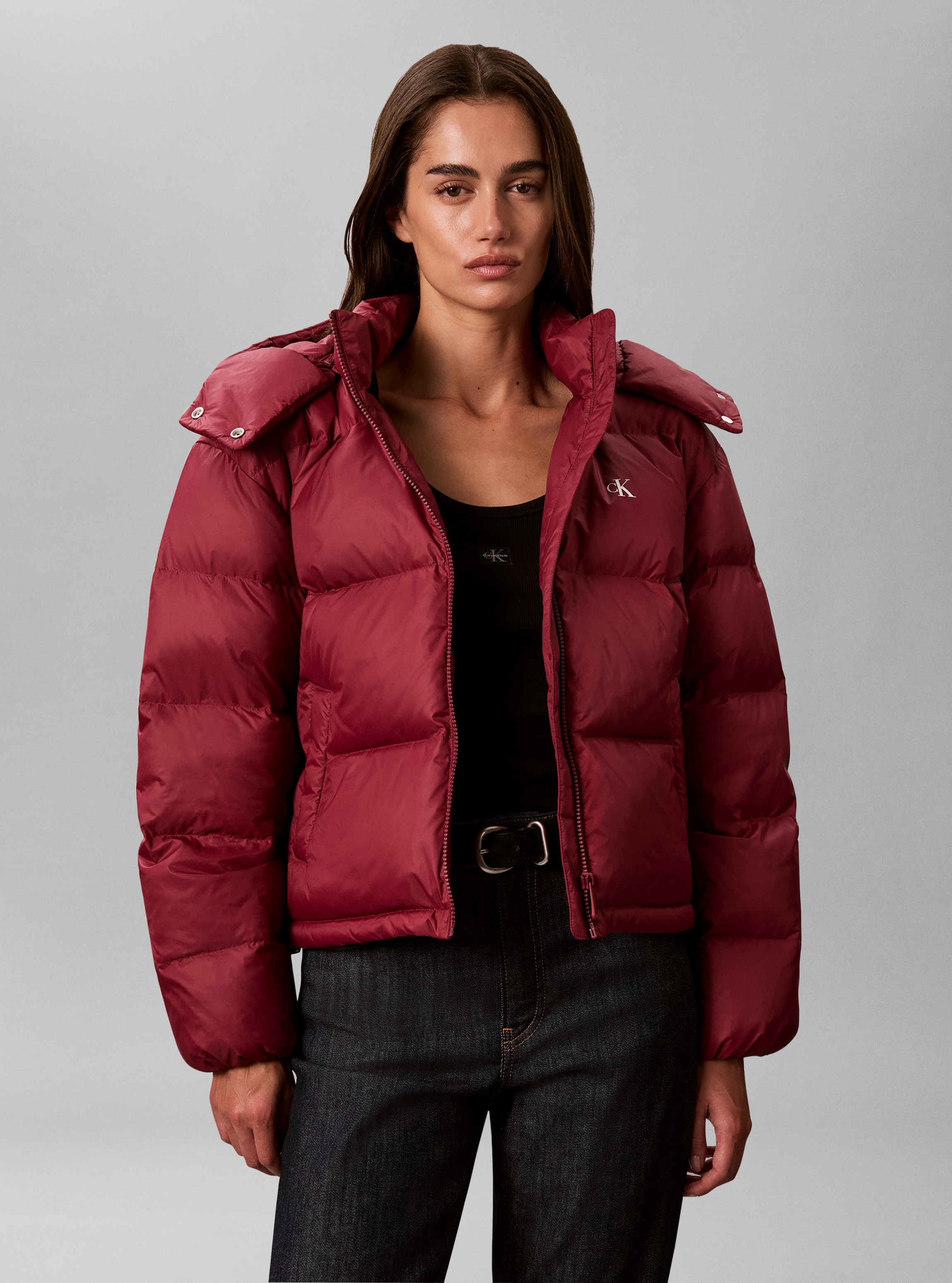 Image of Calvin Klein Steppjacke mit Kapuze abnehmbare Kapuze, Regular Fit, kurze Form, wattiert