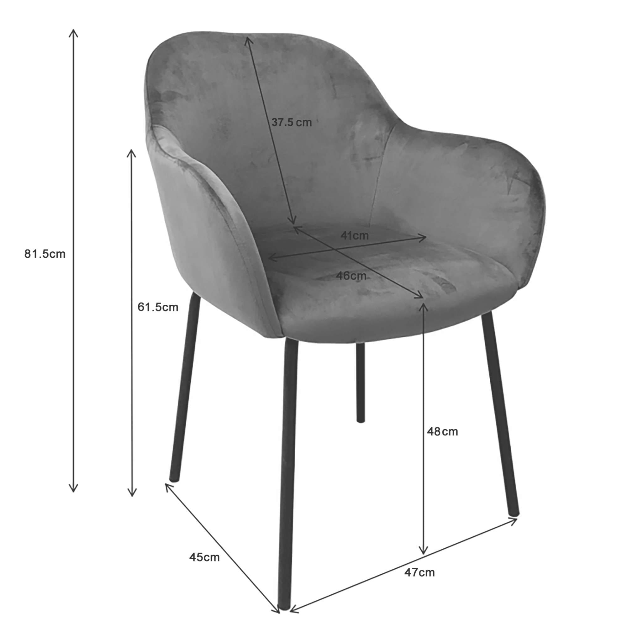 GOODproduct Chaise de salle à manger »Dannika« () pflegeleichter Veloursstoff, schwarze Metallbeine, Sitzbreite 41 cm