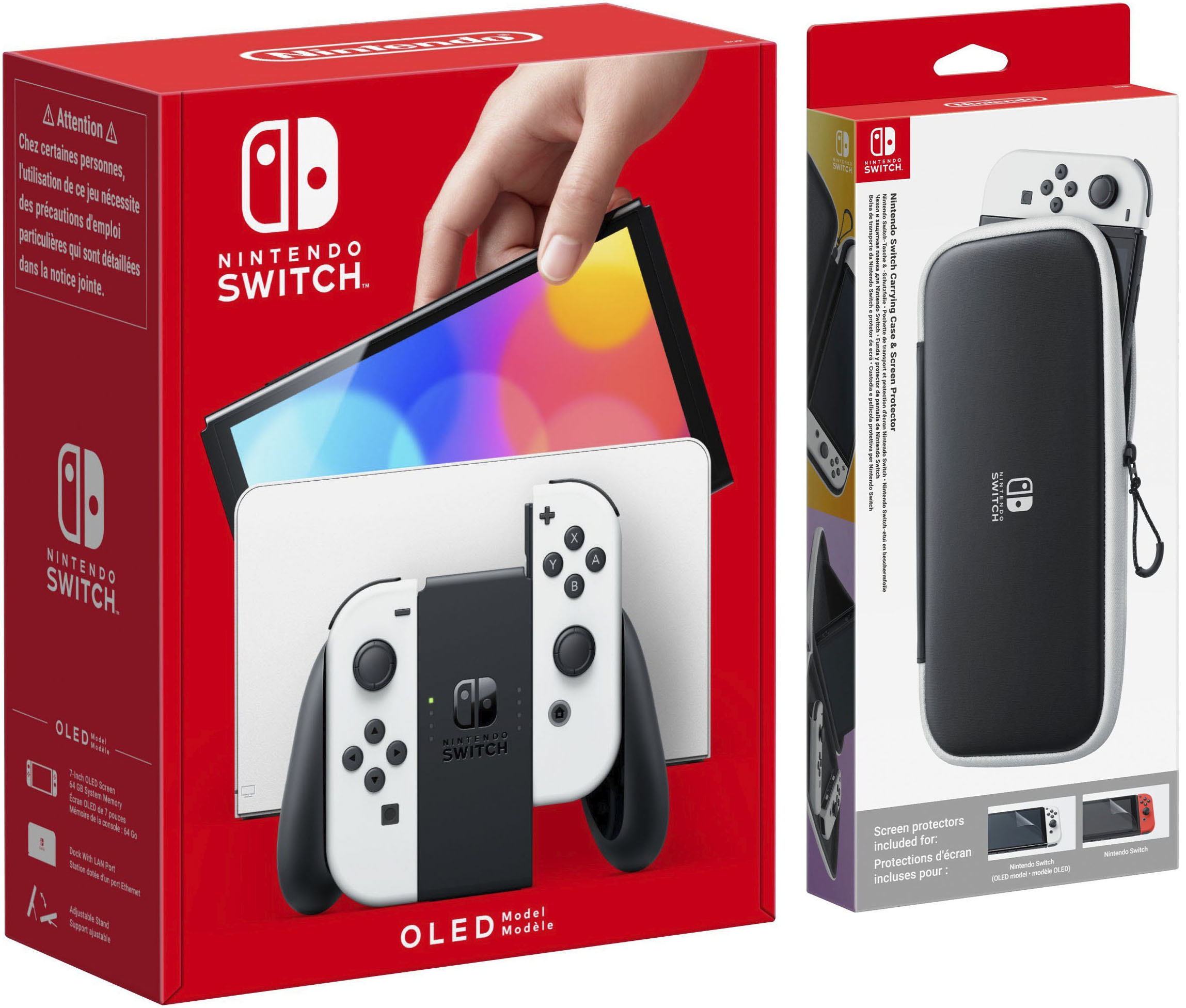 Nintendo Switch Konsolen-Set 64 GB OLED-Modell + Schutzfolie & Tasche
