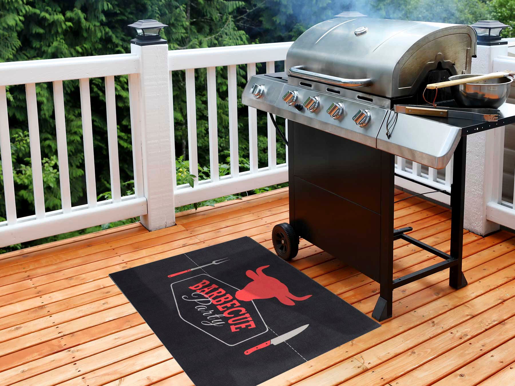 Primaflor-Ideen in Textil Fussmatte »BBQ Grillunterlage BARBECUE schwarz, Made in Belgium«, rechteckig, 5 mm Höhe, Grillmatte ideal als Bodenschutz, ruschhemmend, waschbar