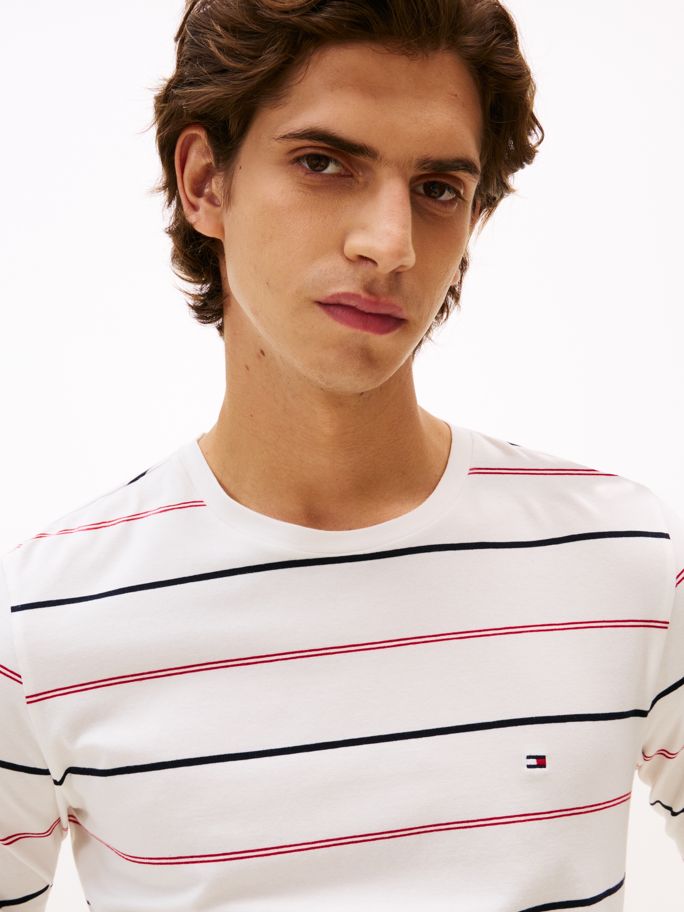 Tommy Hilfiger T-shirt à manches longues »STRETCH SLIM STRIPE« Rundhals, slim fit, Jersey