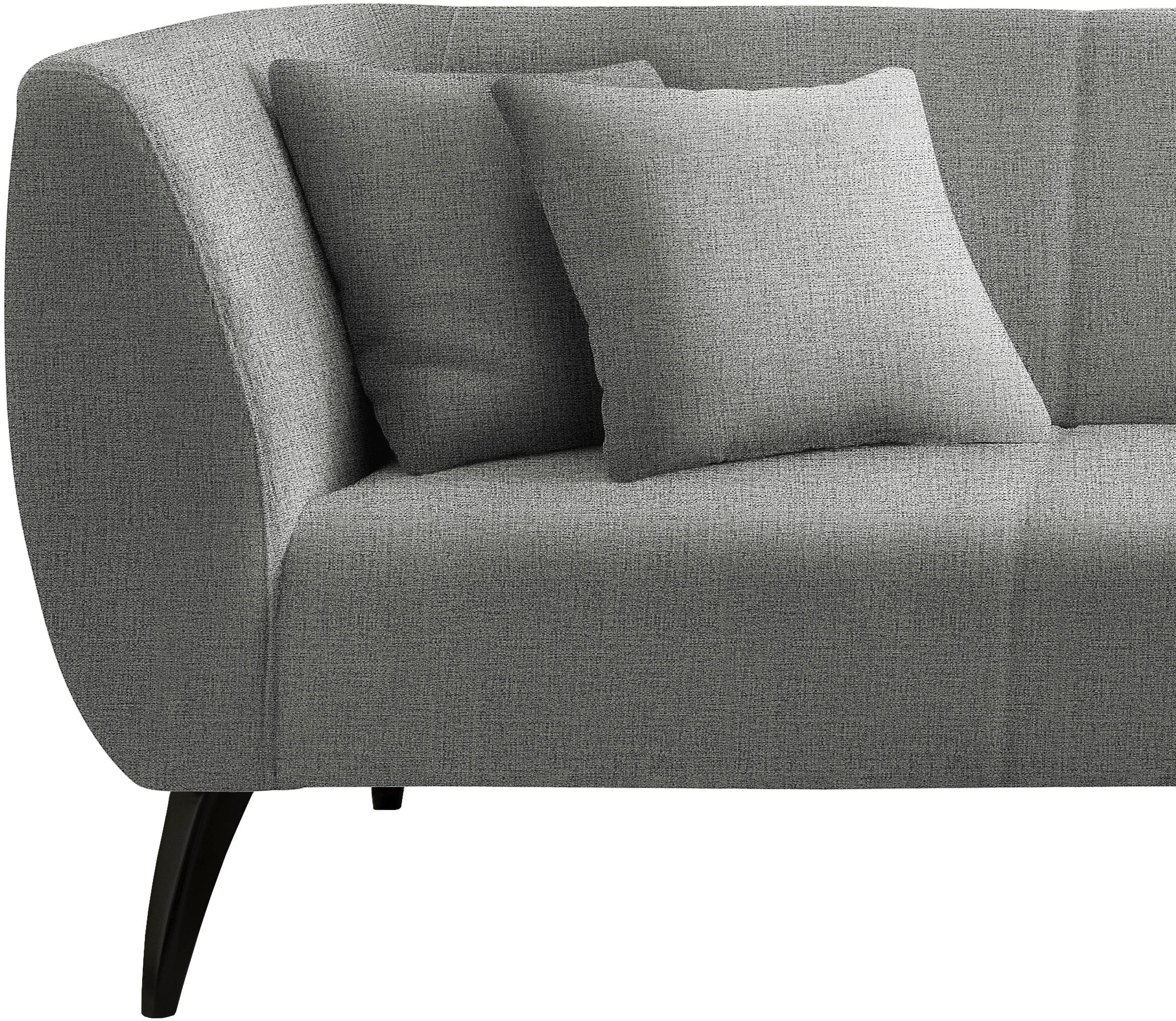 INOSIGN Ecksofa »Colori Polstermöbel mit zeitlos eleganter Rückenführung. L-Form« Holzfussfarbe wählbar, inkl. 4x Zierkissen