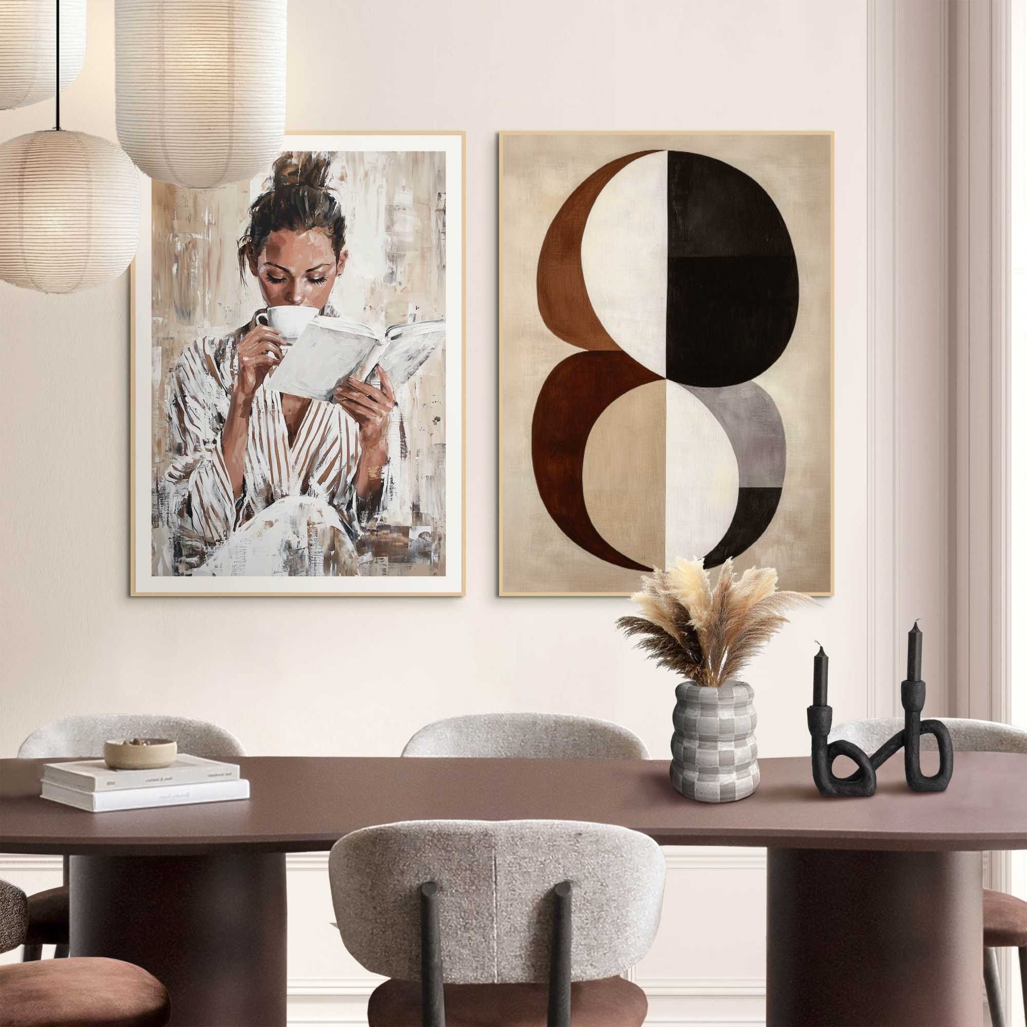 Image of Reinders Bild mit Rahmen "Entspannen" Menschen 2 Stk. tlg. Schlafzimmer - Beige - MDF - Frauen - 50x70 cm