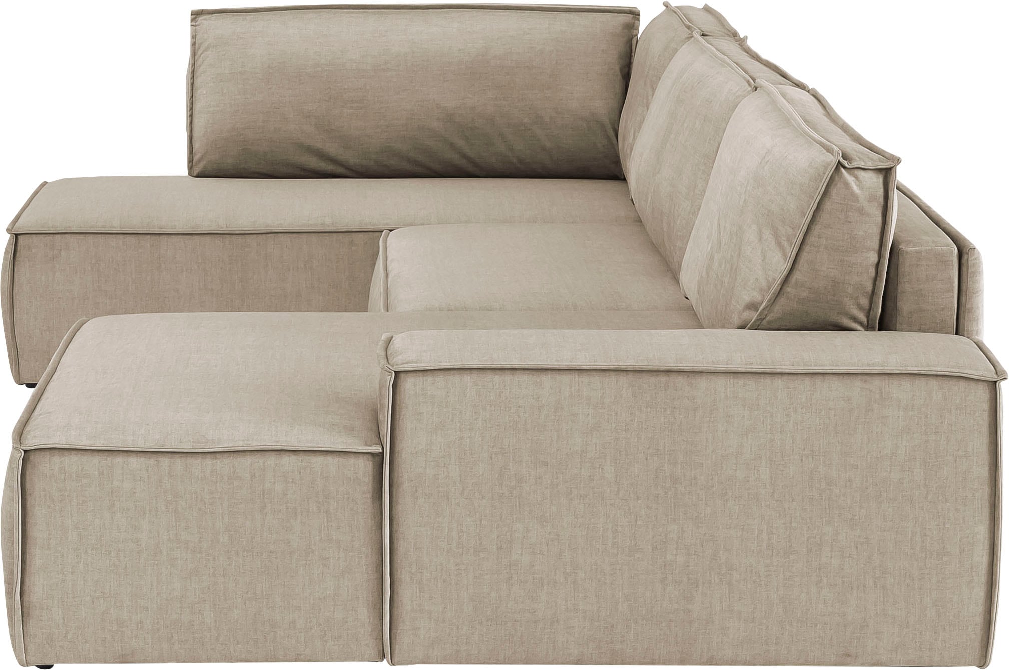 Home affaire Wohnlandschaft »SHERWOOD 329 cm, U-Form, Schlafsofa,«, Schlaffunktion m. Bettkasten (194x139 cm), Cord, Vintage, Samtvelours