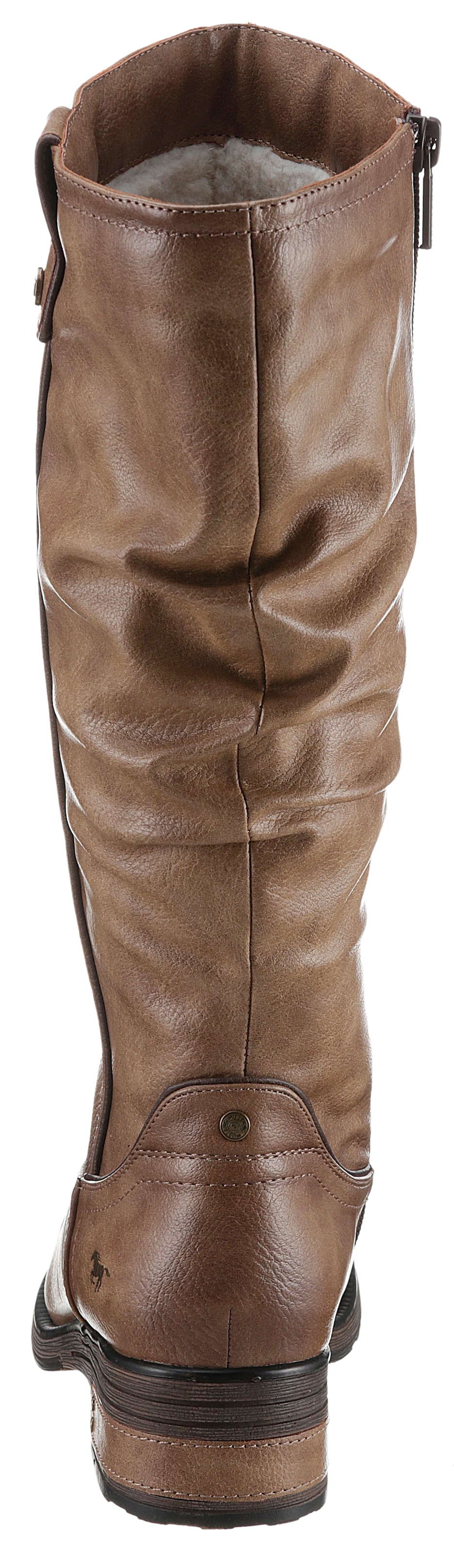 Mustang Shoes Winterstiefel, Langschaftstiefel, Blockabsatz, mit Raffungen am slouchy Schaft