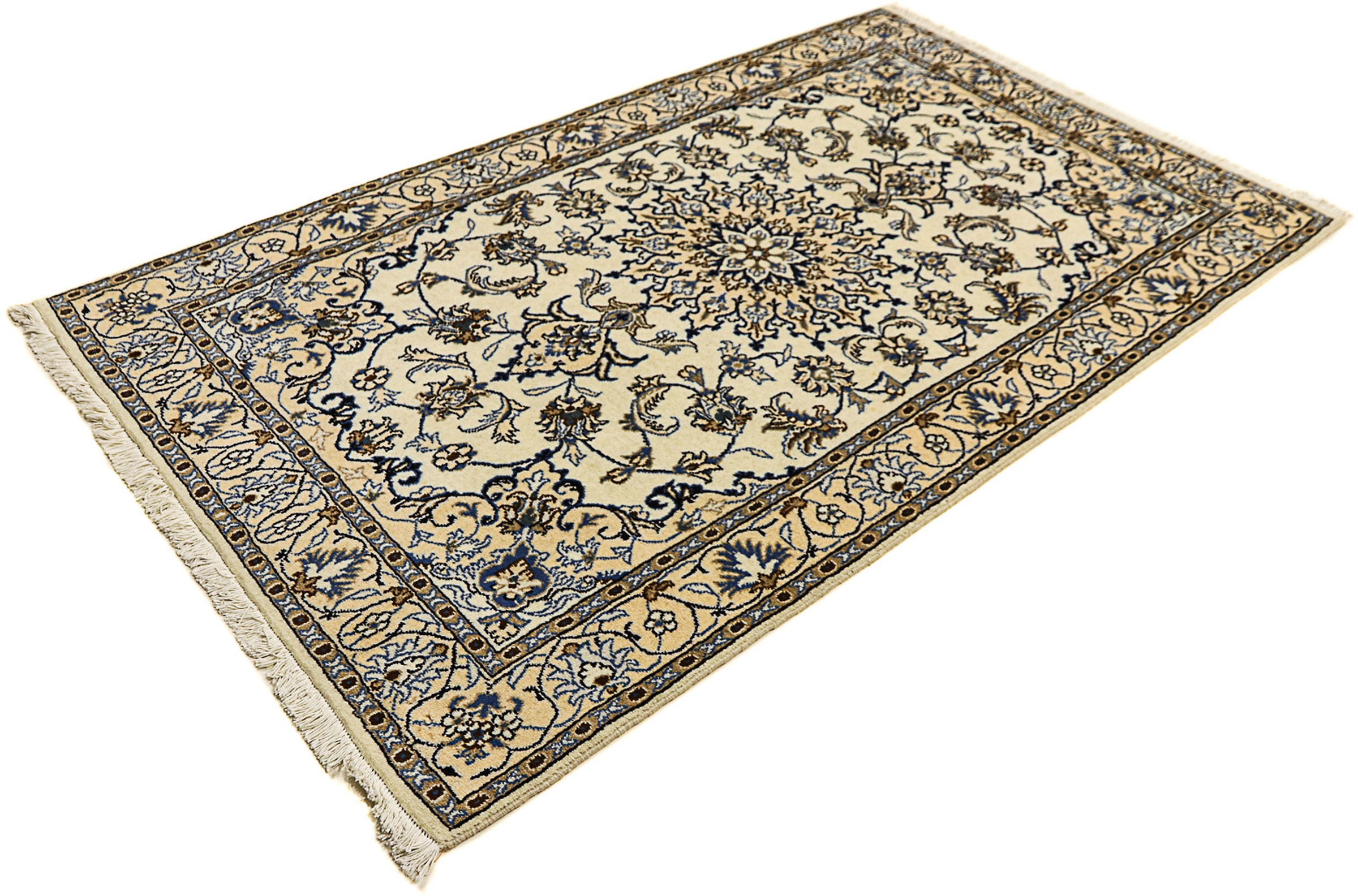 Image of morgenland Orientteppich »Perser - Nain - 200 x 119 cm - beige«, rechteckig, 12 mm Höhe, Wohnzimmer, Handgeknüpft, Einzelstück mit Zertifikat bei Ackermann Versand Schweiz