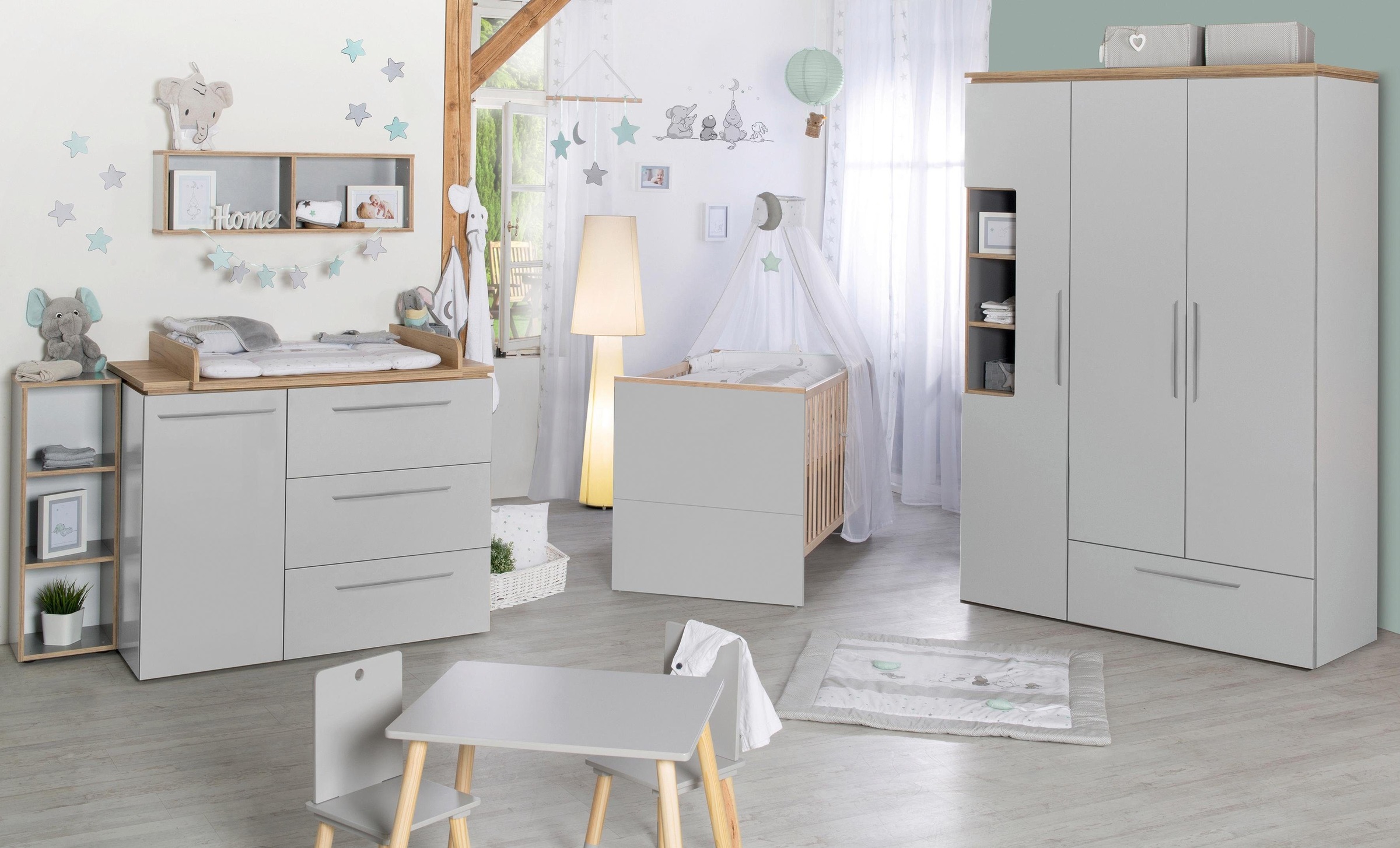 Image of roba® Babyzimmer-Komplettset »Tobi«, (Set, 3 St., Kinderbett, Schrank, Wickelkommode), mit Kinderbett, Schrank und Wickelkommode bei Ackermann Versand Schweiz